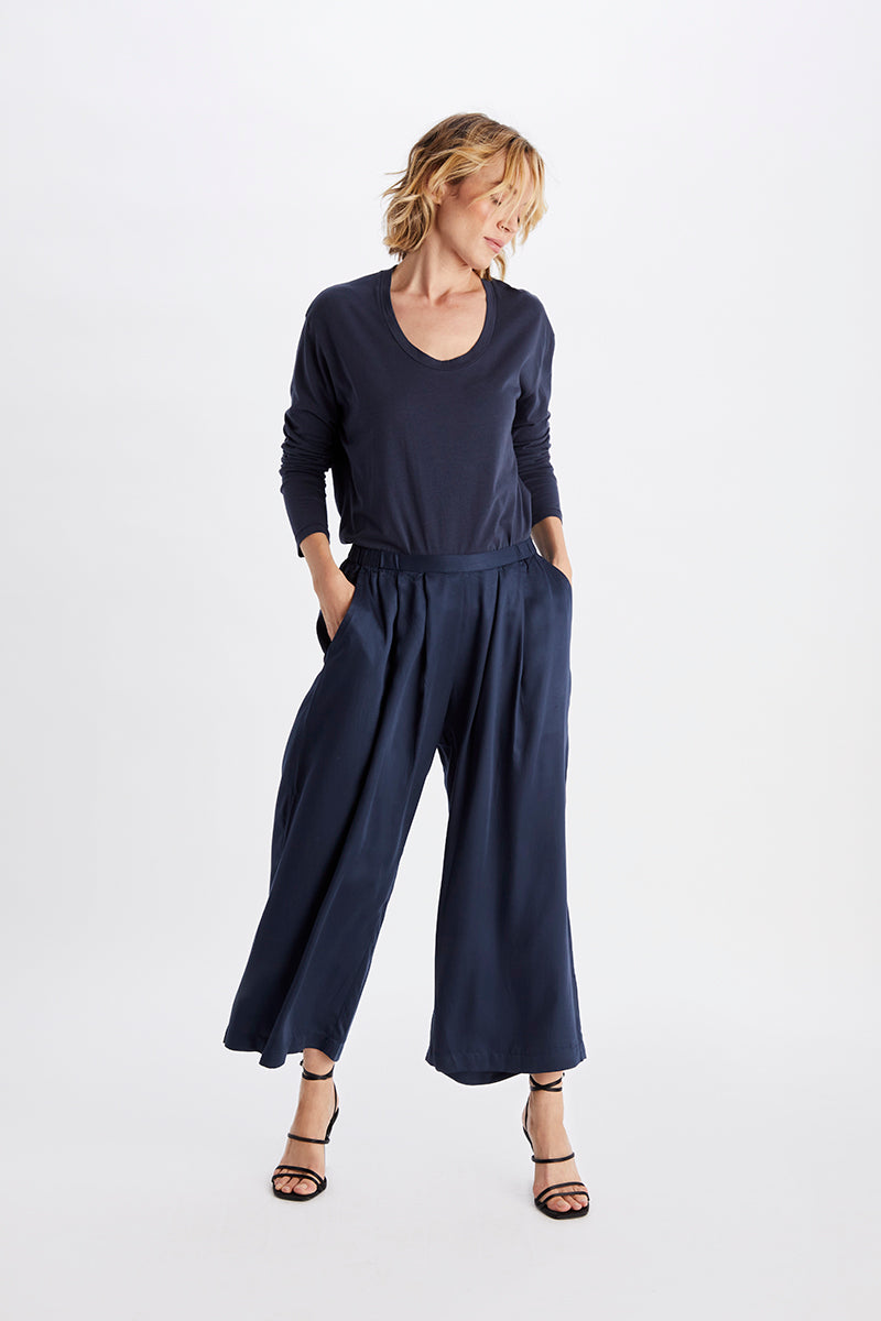 Neu Nomads womens vegan Pants Cropped Palazzo Midnight Blue