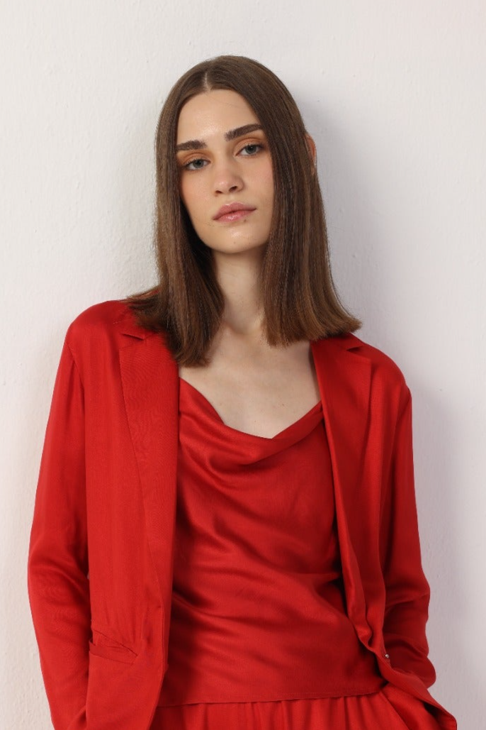 Neu Nomads Damen vegan Top Camisole Cowl Neck Rot