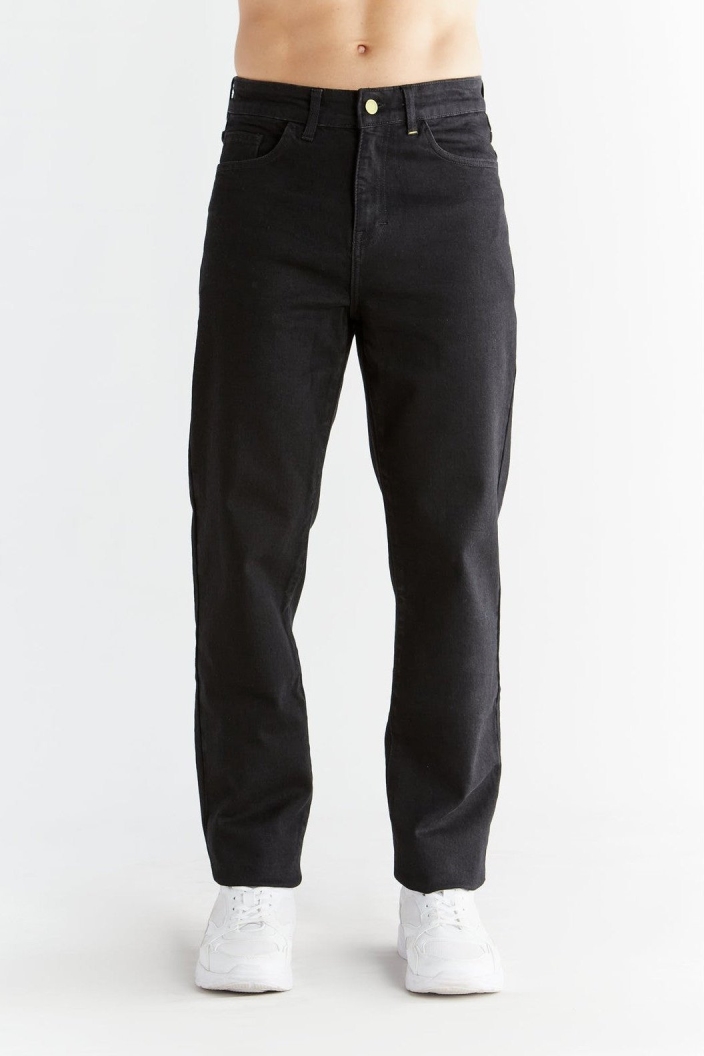 Evermind Herren vegan Jeans Regular Fit Coal Schwarz