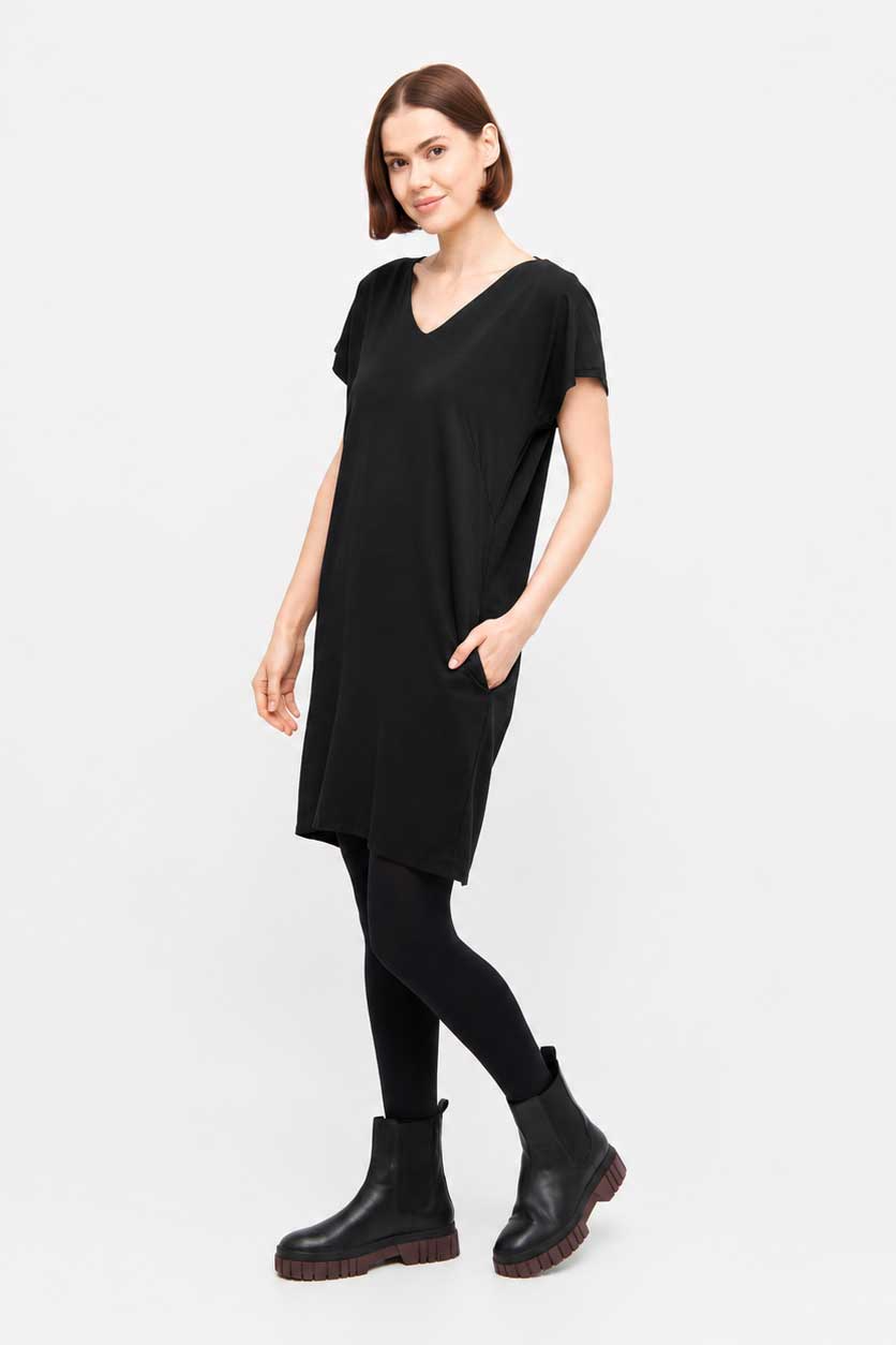WiDDA Damen vegan Kleid Caro Schwarz