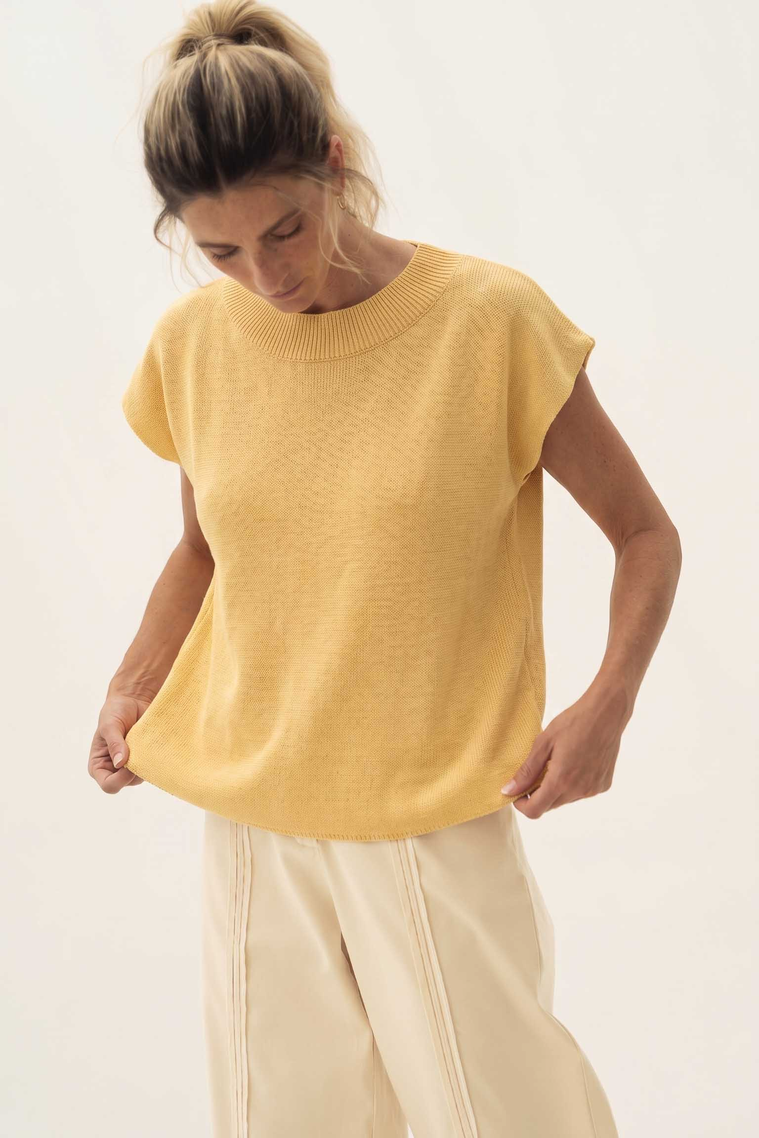 N&Atilde;&curren;z Damen vegan T-Shirt Lucia Stricken Gelb