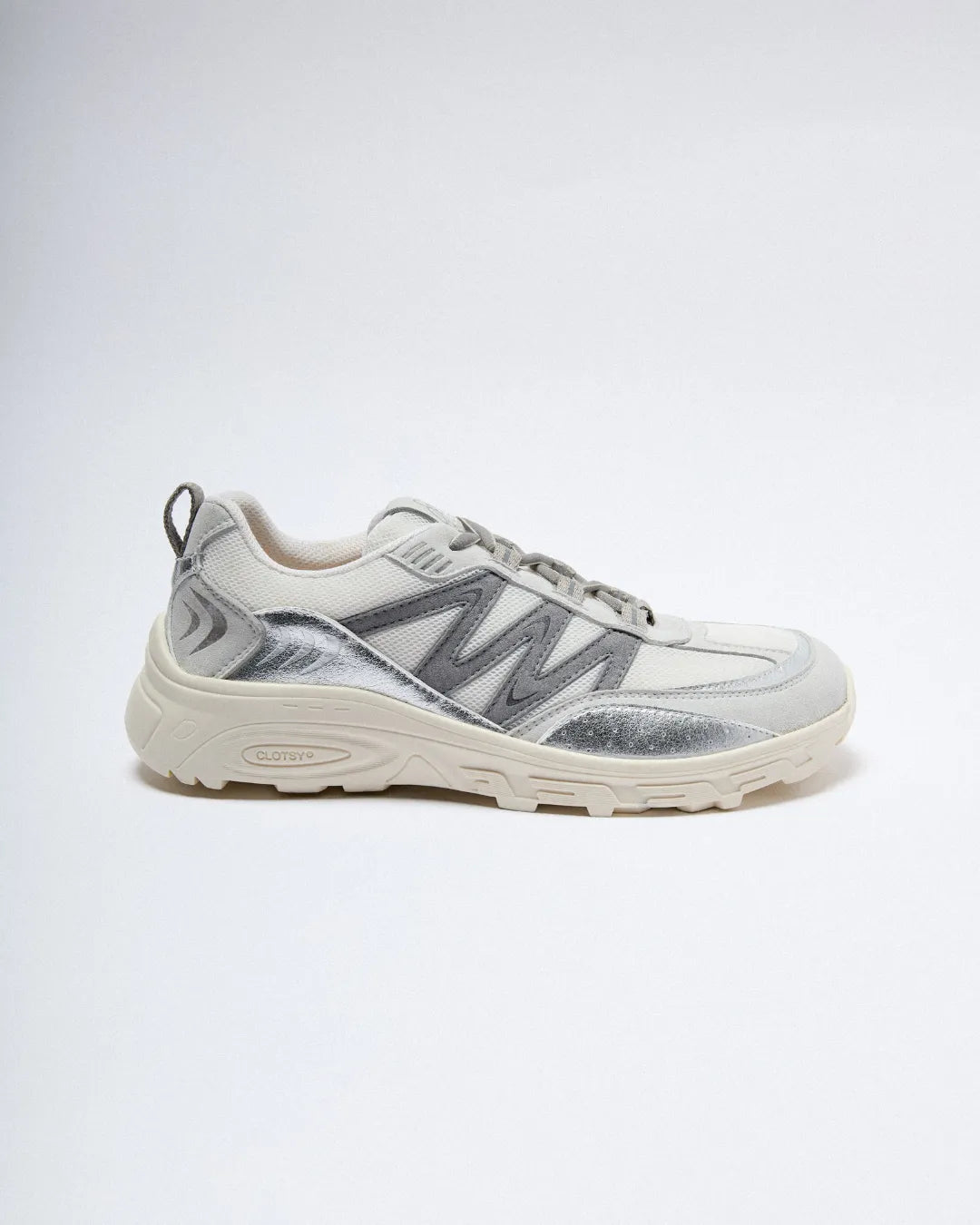 Clotsy womens vegan Sneakers Gia Silver Grey