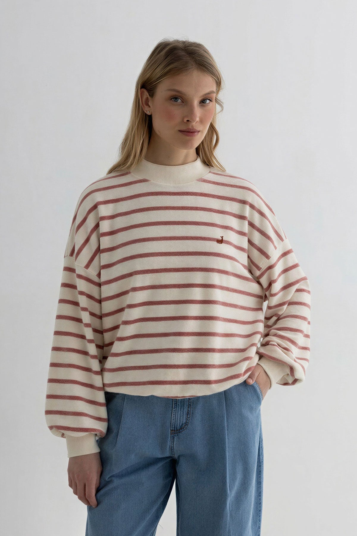 TWOTHIRDS womens vegan Sweatshirt Bequia Sienna Red Striped