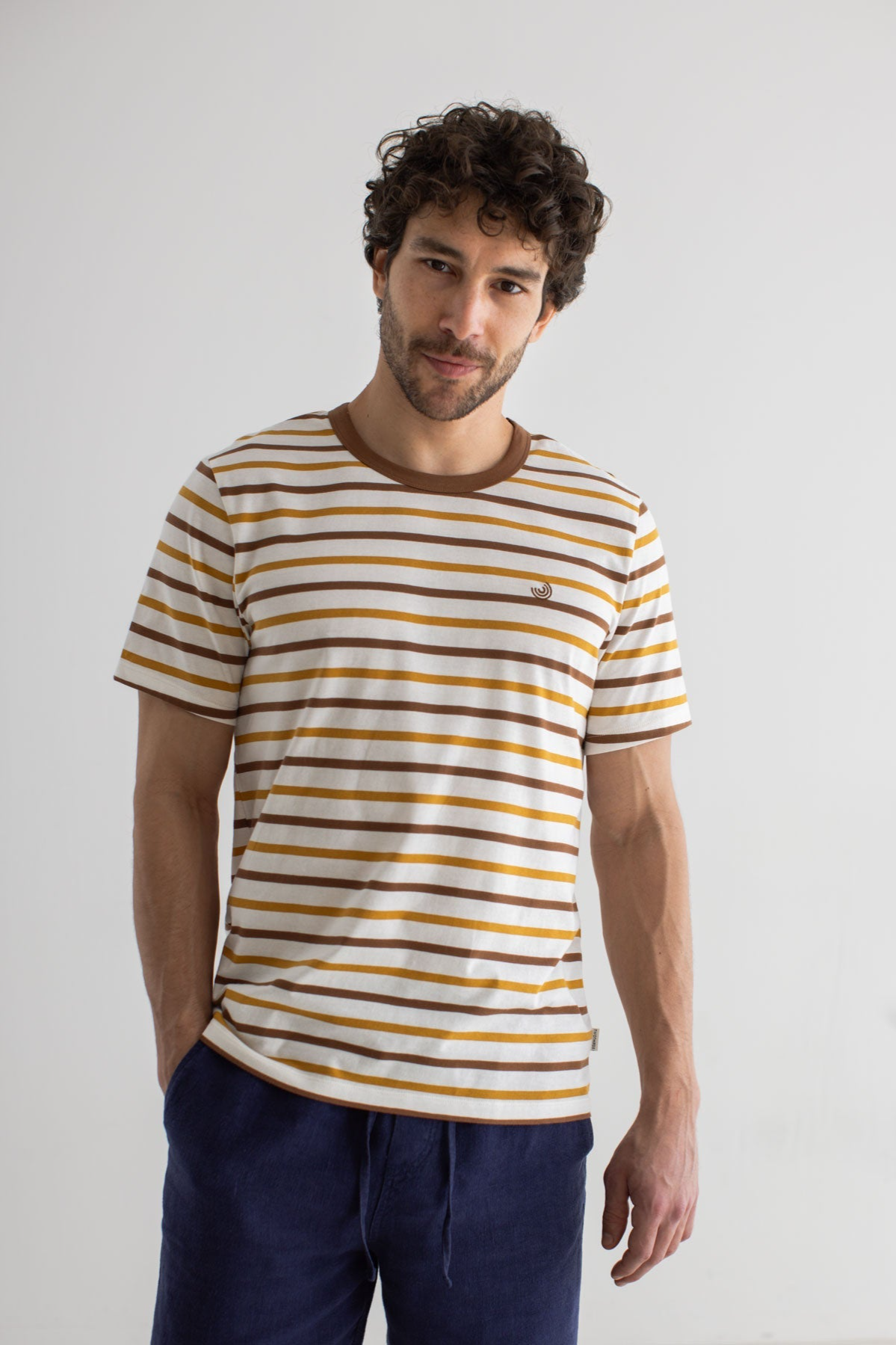 TWOTHIRDS Herren vegan T-Shirt Burleigh Retro Stripes Braun