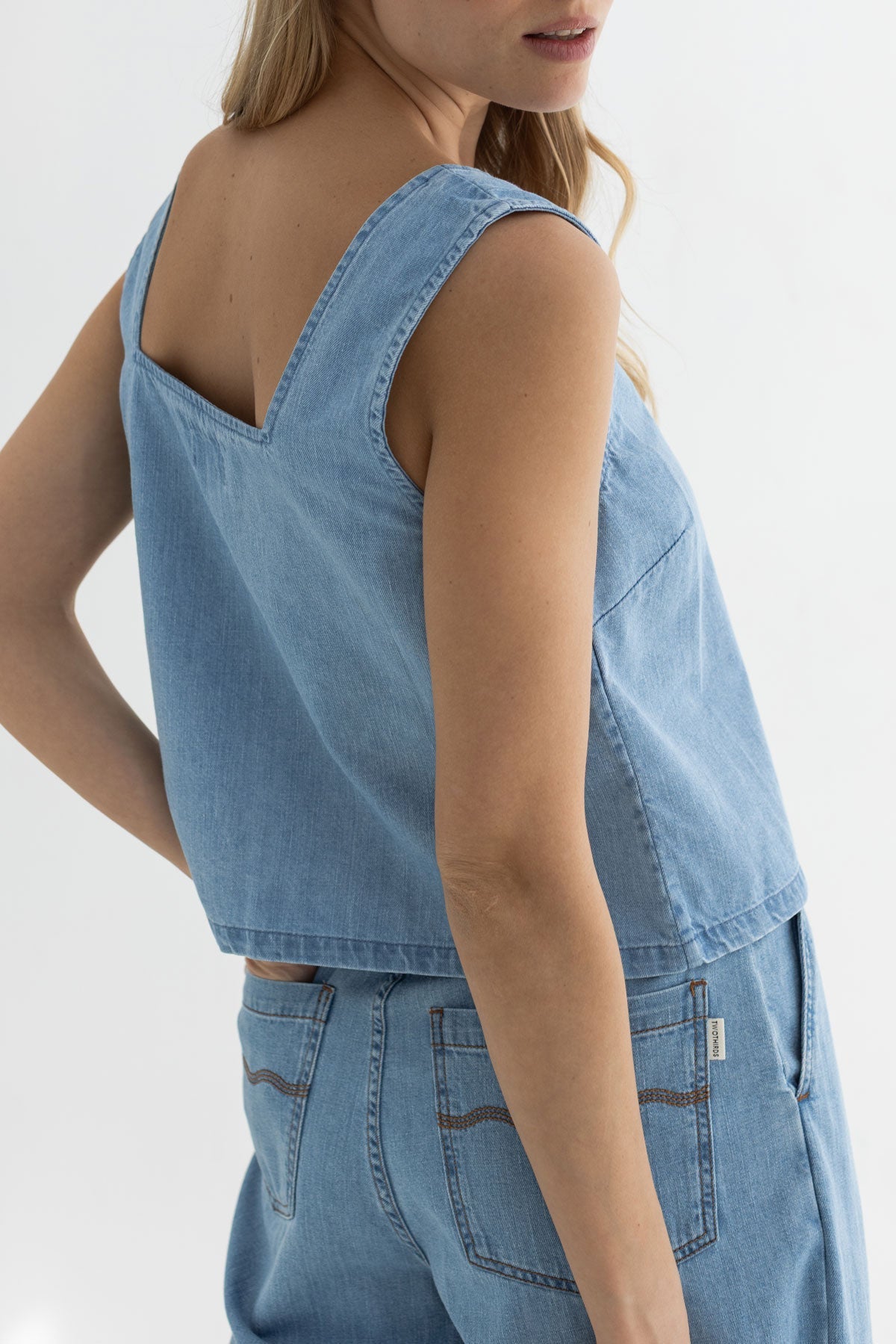 TWOTHIRDS womens vegan Top Alagadi Denim Light Blue