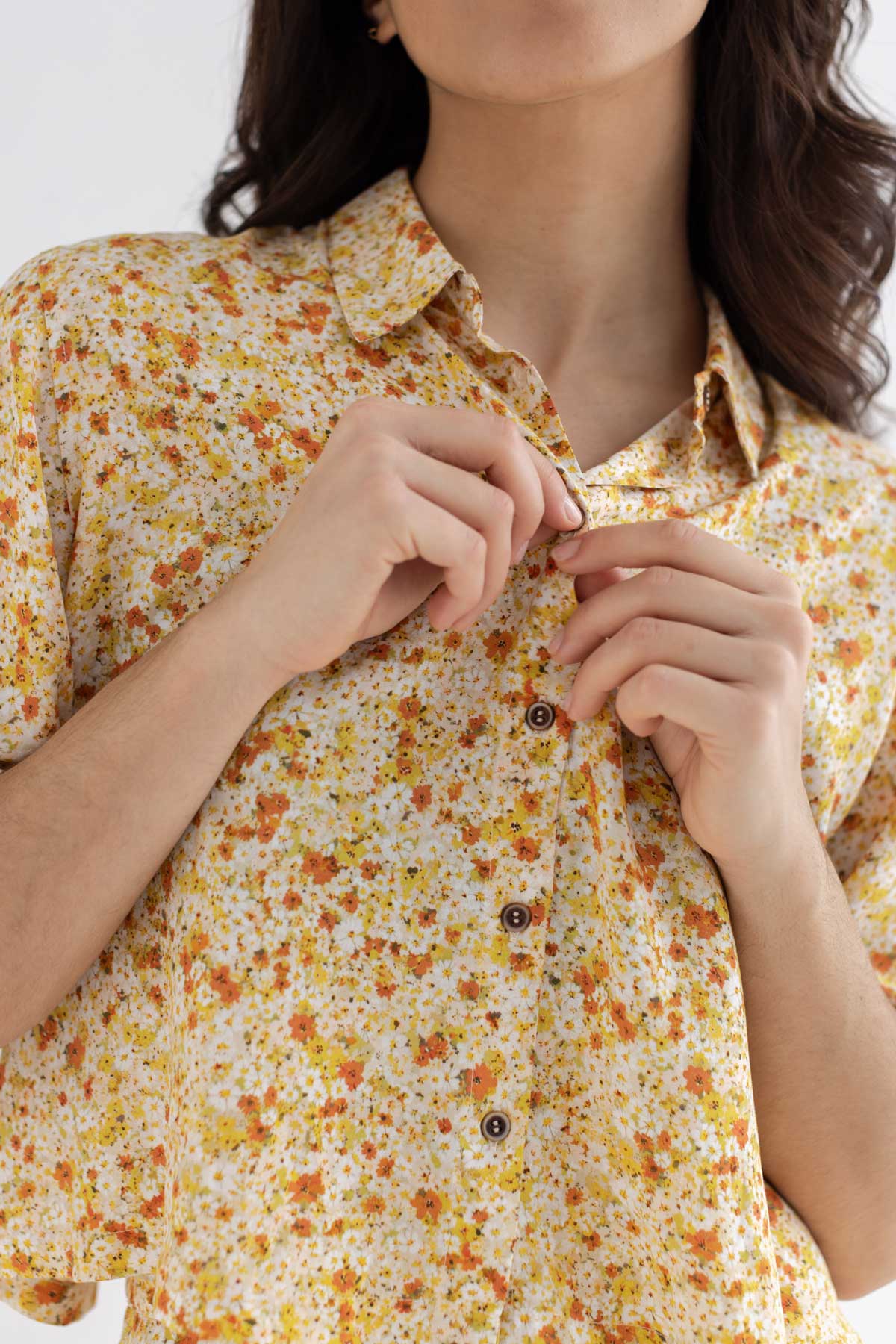 TWOTHIRDS womens vegan Shirt Feroe Golden Flowers Yellow