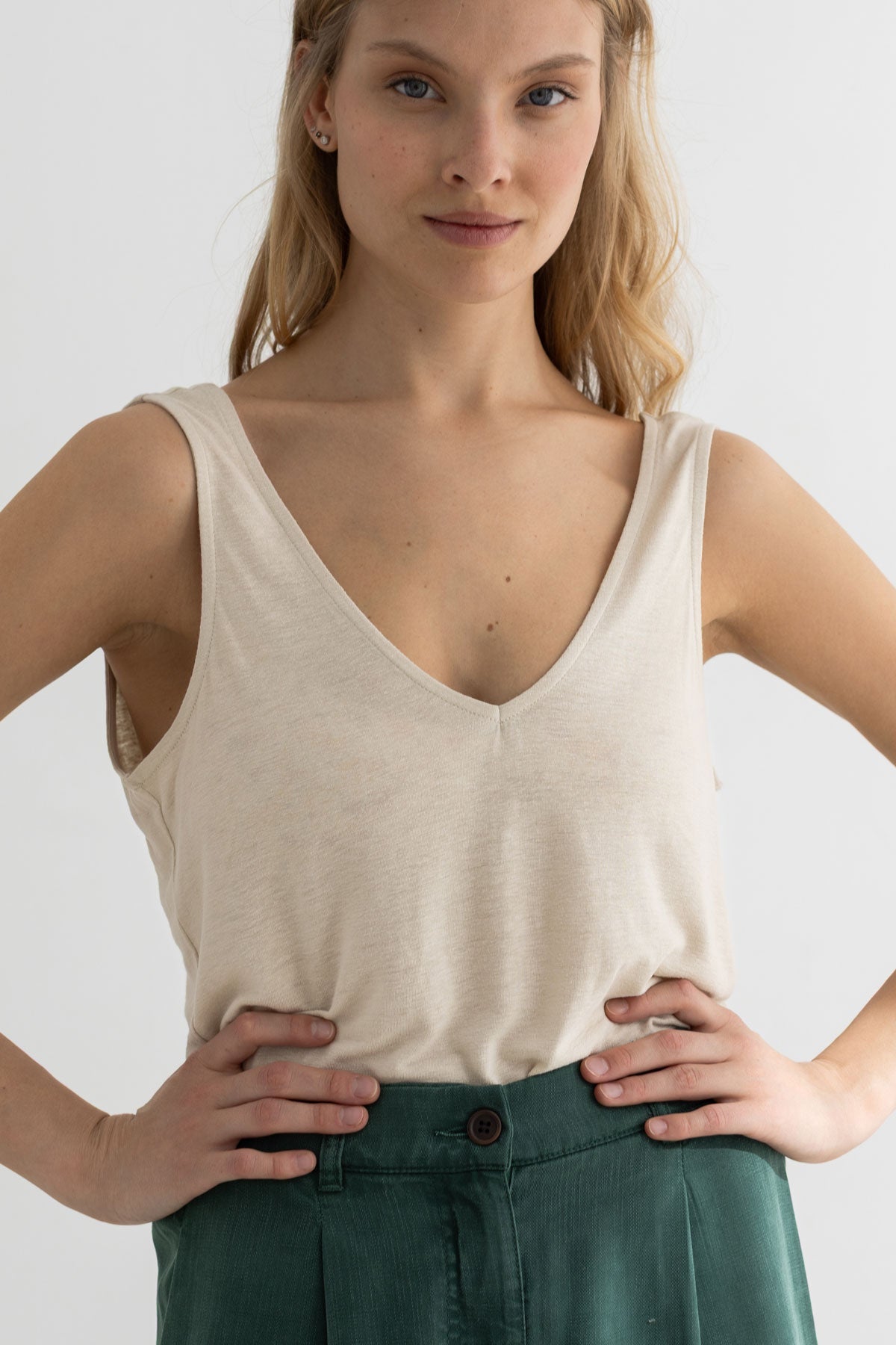 TWOTHIRDS womens vegan Top Toas Lino Ecru