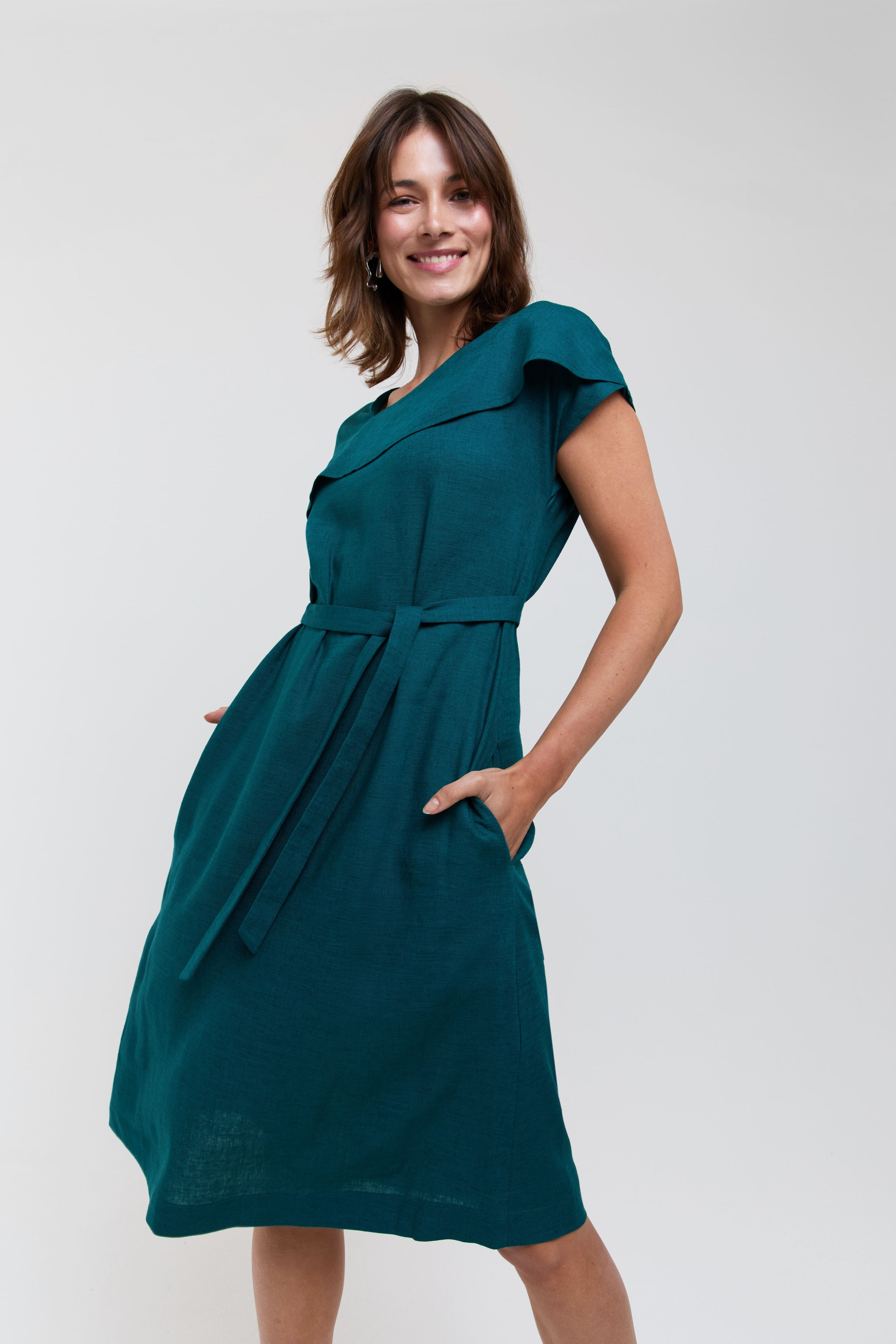AYANI Damen vegan Kleid Daniela Deep Teal