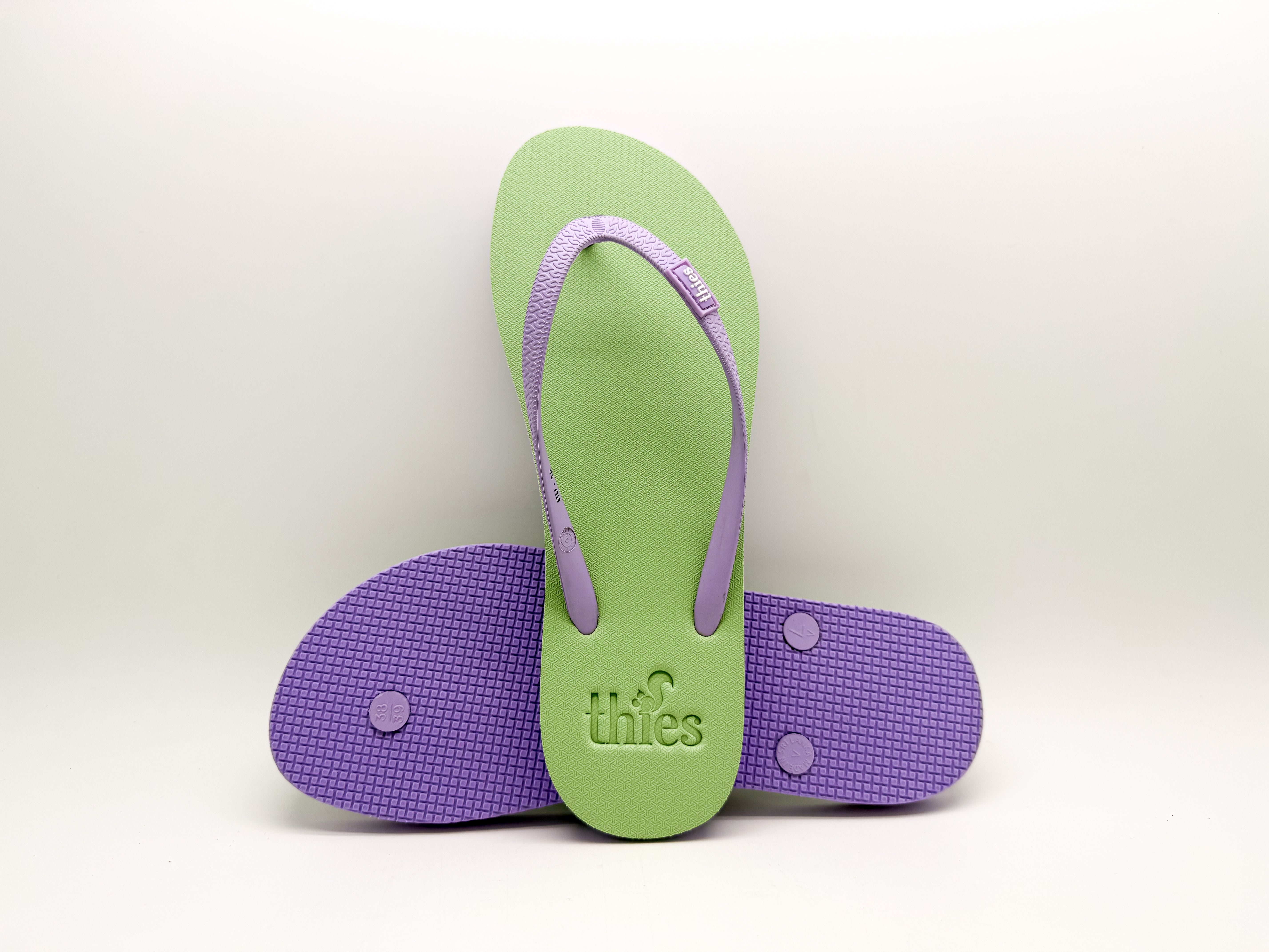 thies womens vegan Flip Flops Eco 2 Tone Lavender/ Mint