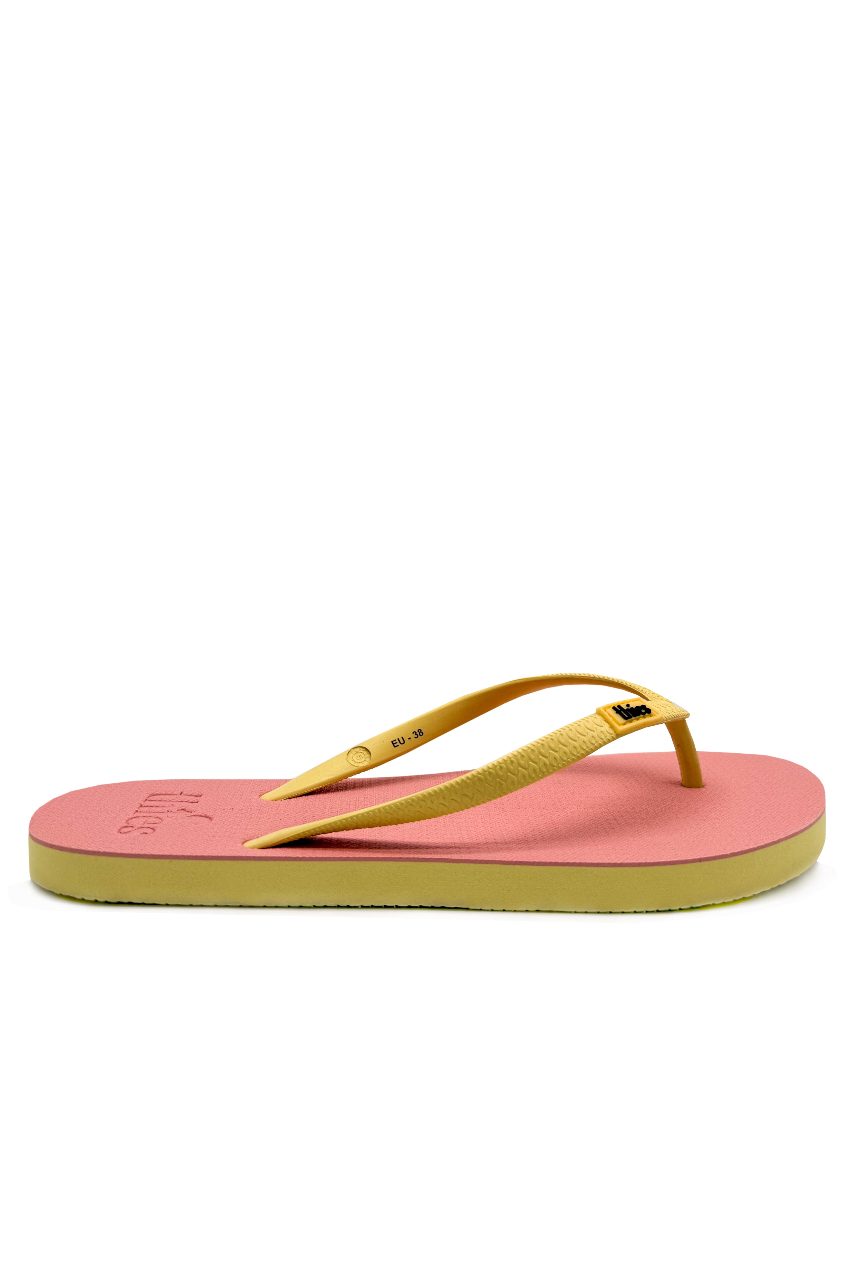thies womens vegan Flip Flops Eco 2 Tone Lemon/ Rose