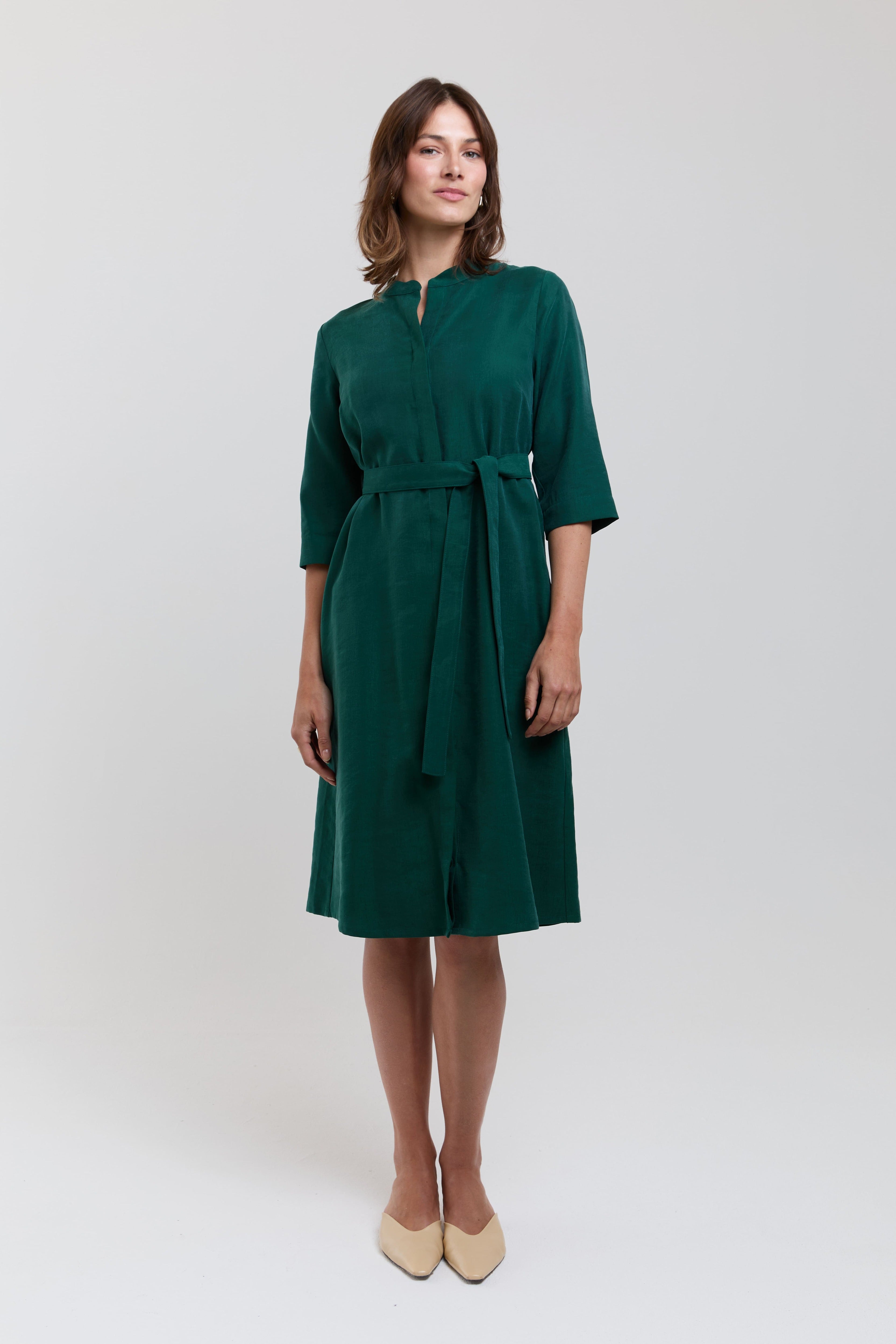 AYANI womens vegan Dress Shirt Anne Forest Green