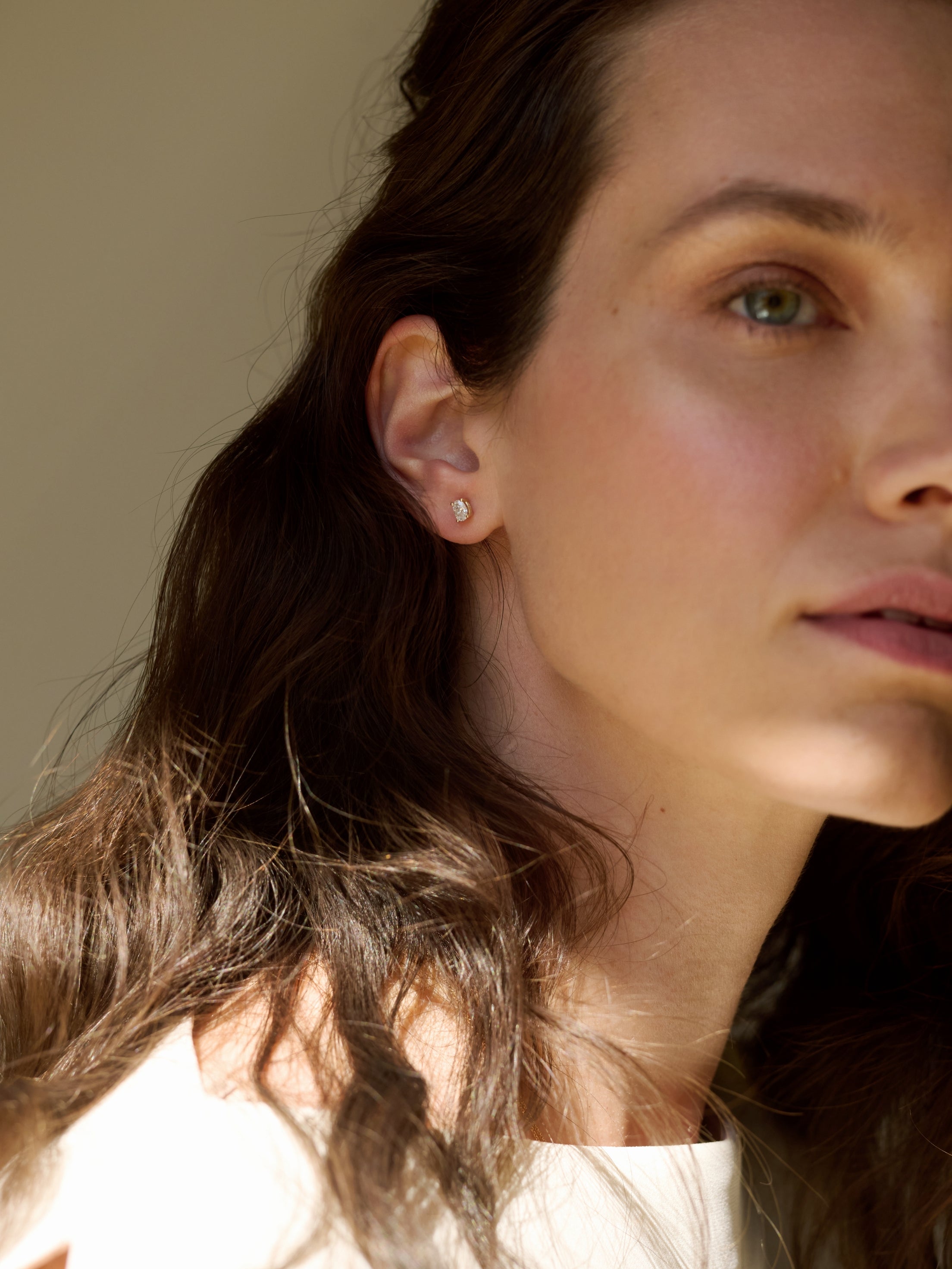 Dear Darling Berlin womens vegan Earrings Oval Diamond Studs Talia 14k Real Gold