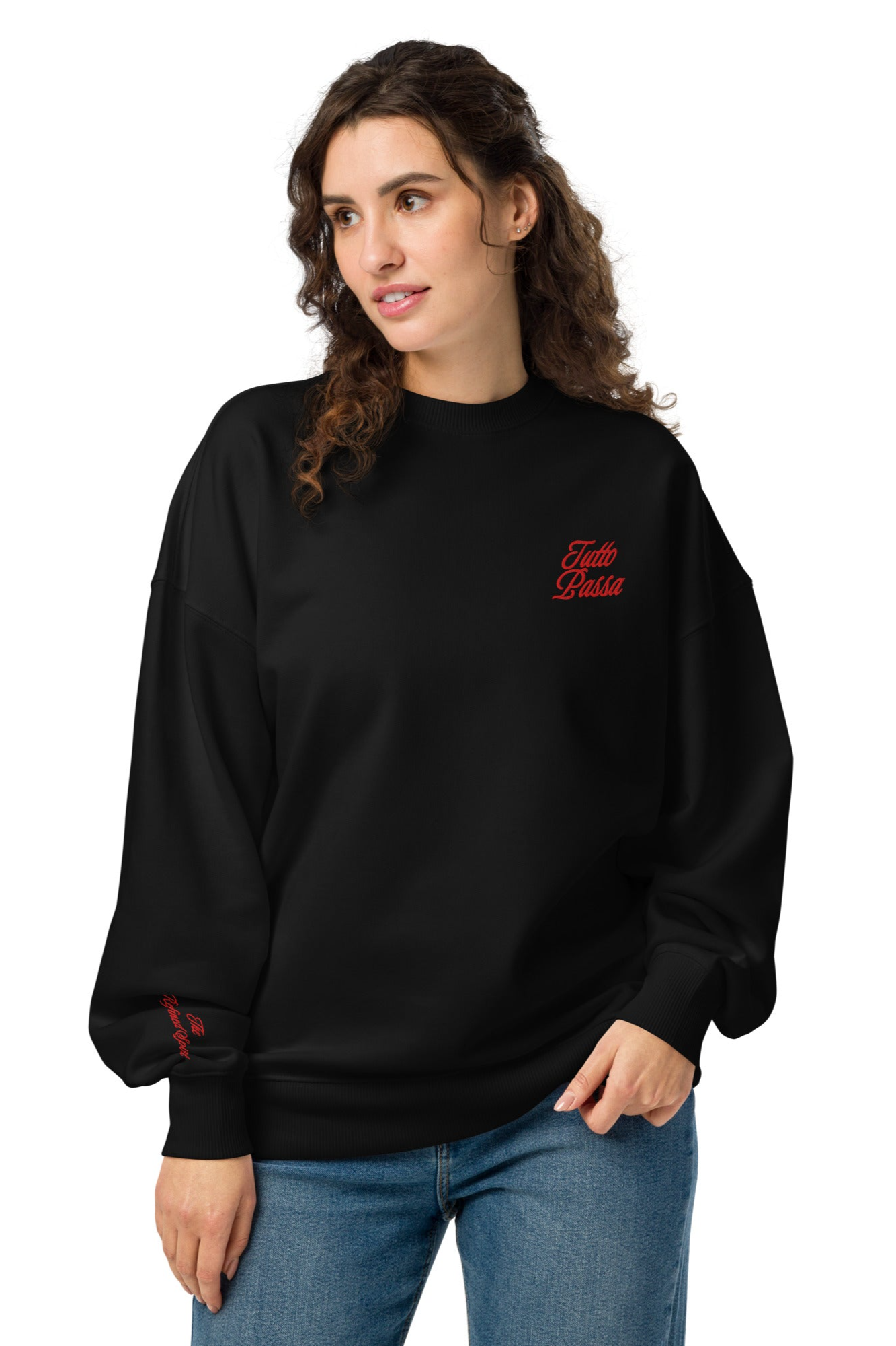 The Refined Spirit Damen vegan Sweatshirt Oversized Tutto Passa Schwarz