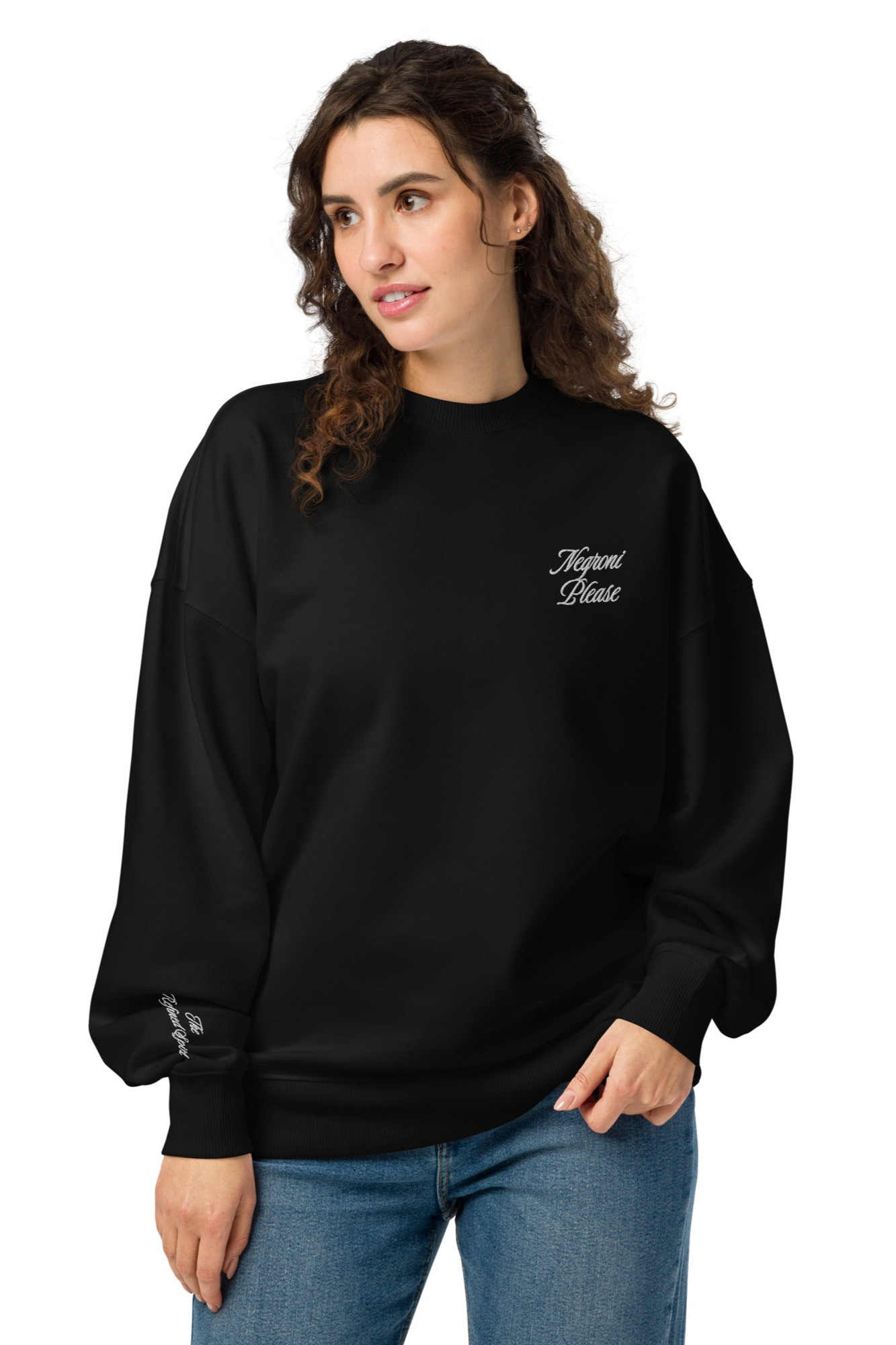 The Refined Spirit Damen vegan Sweatshirt Oversized Negroni Please Schwarz