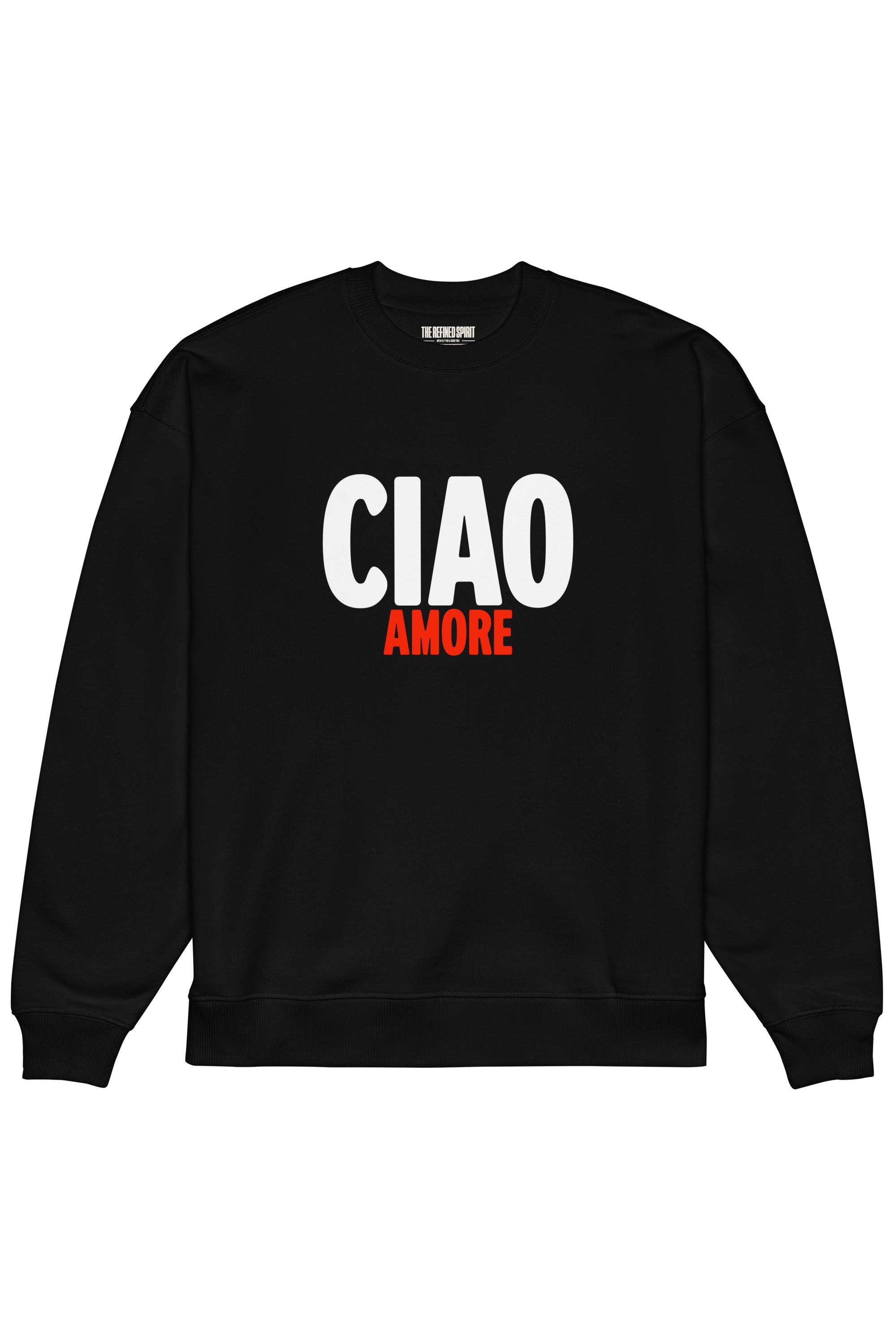 The Refined Spirit Damen vegan Sweatshirt Oversized Ciao Amore Schwarz