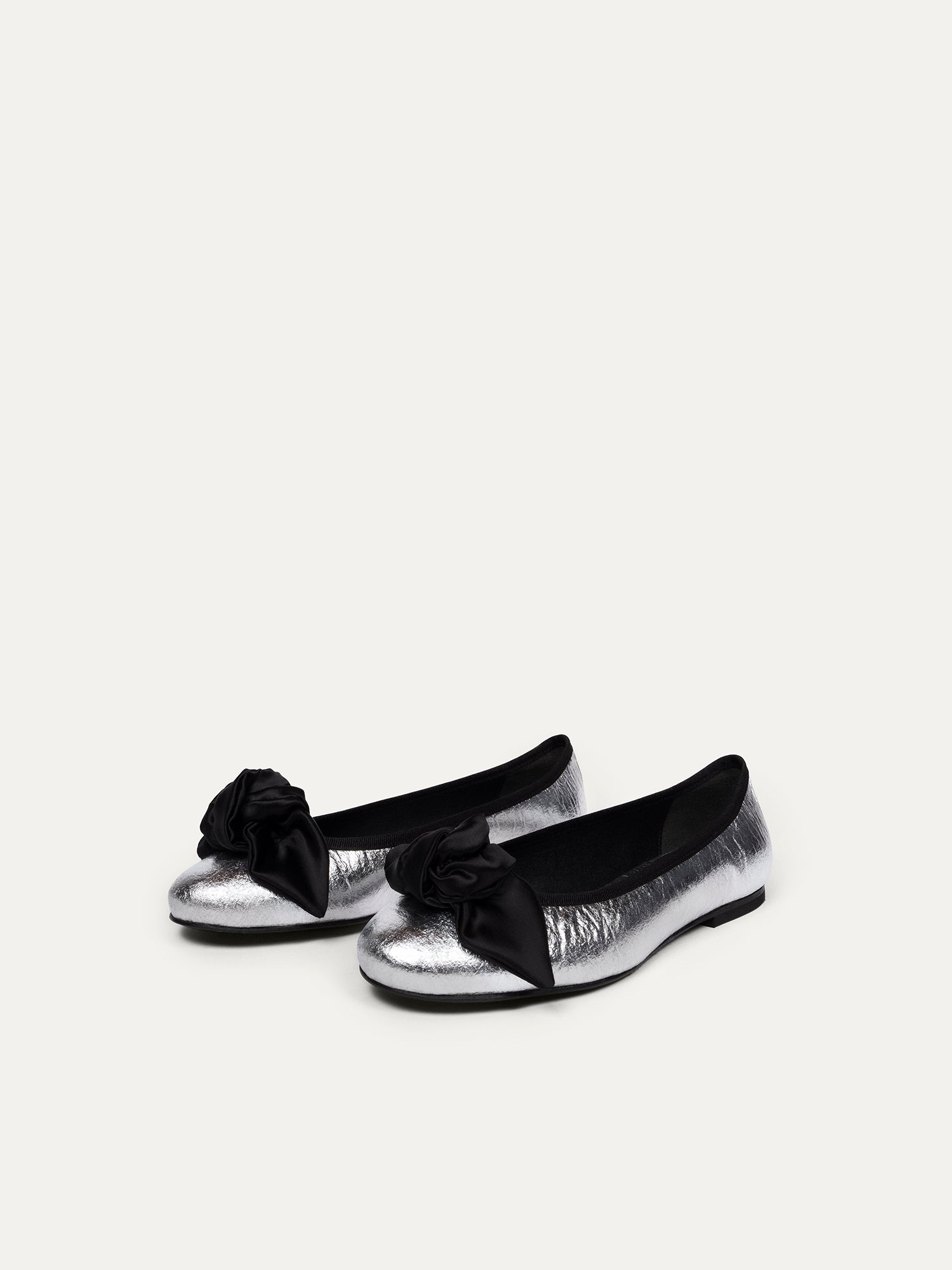 BIKKOU womens vegan Ballerinas 9:30am Hearing In Court Silver Metallic
