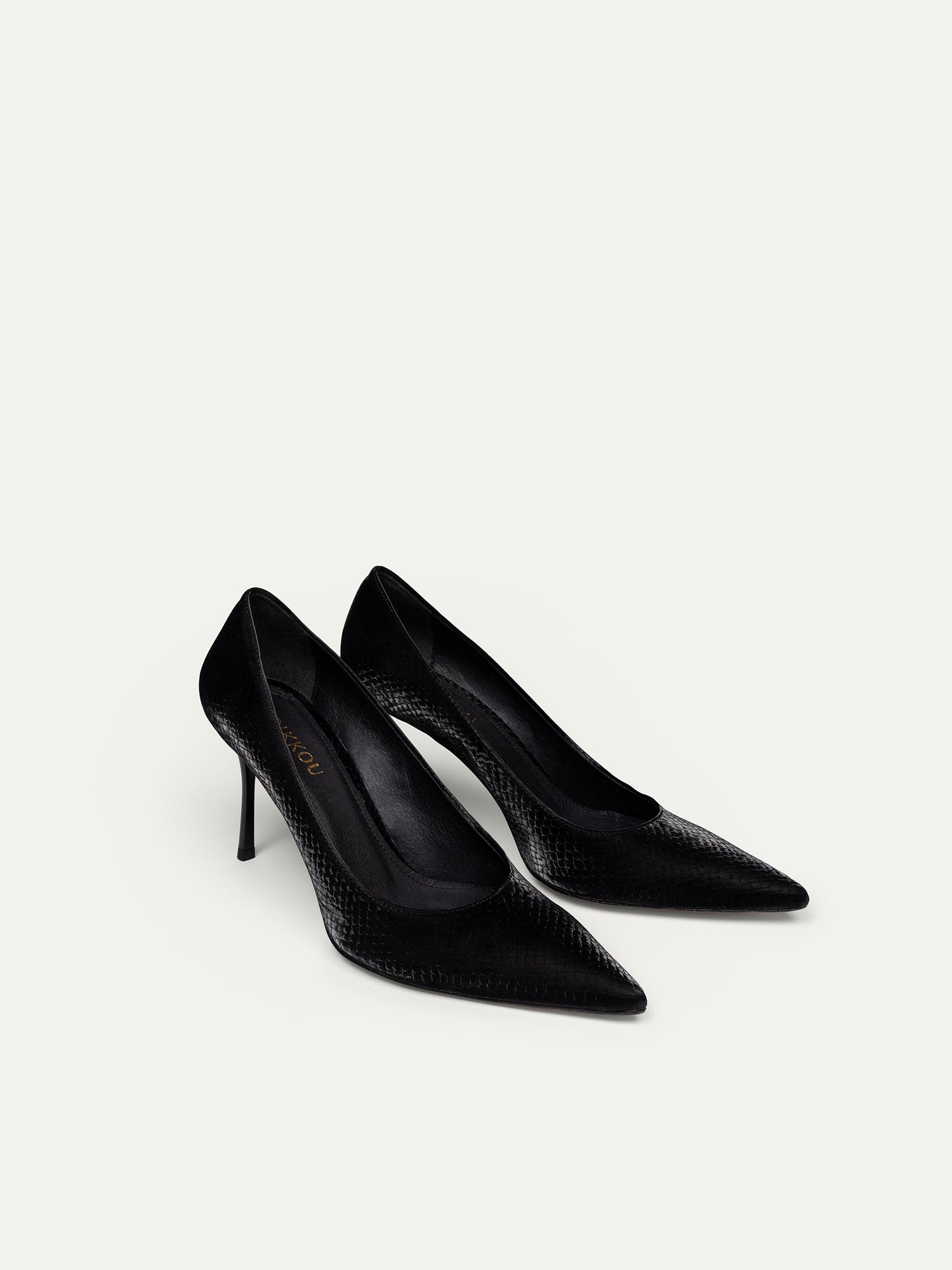 BIKKOU womens vegan Pumps Romantic Dinner Black Python