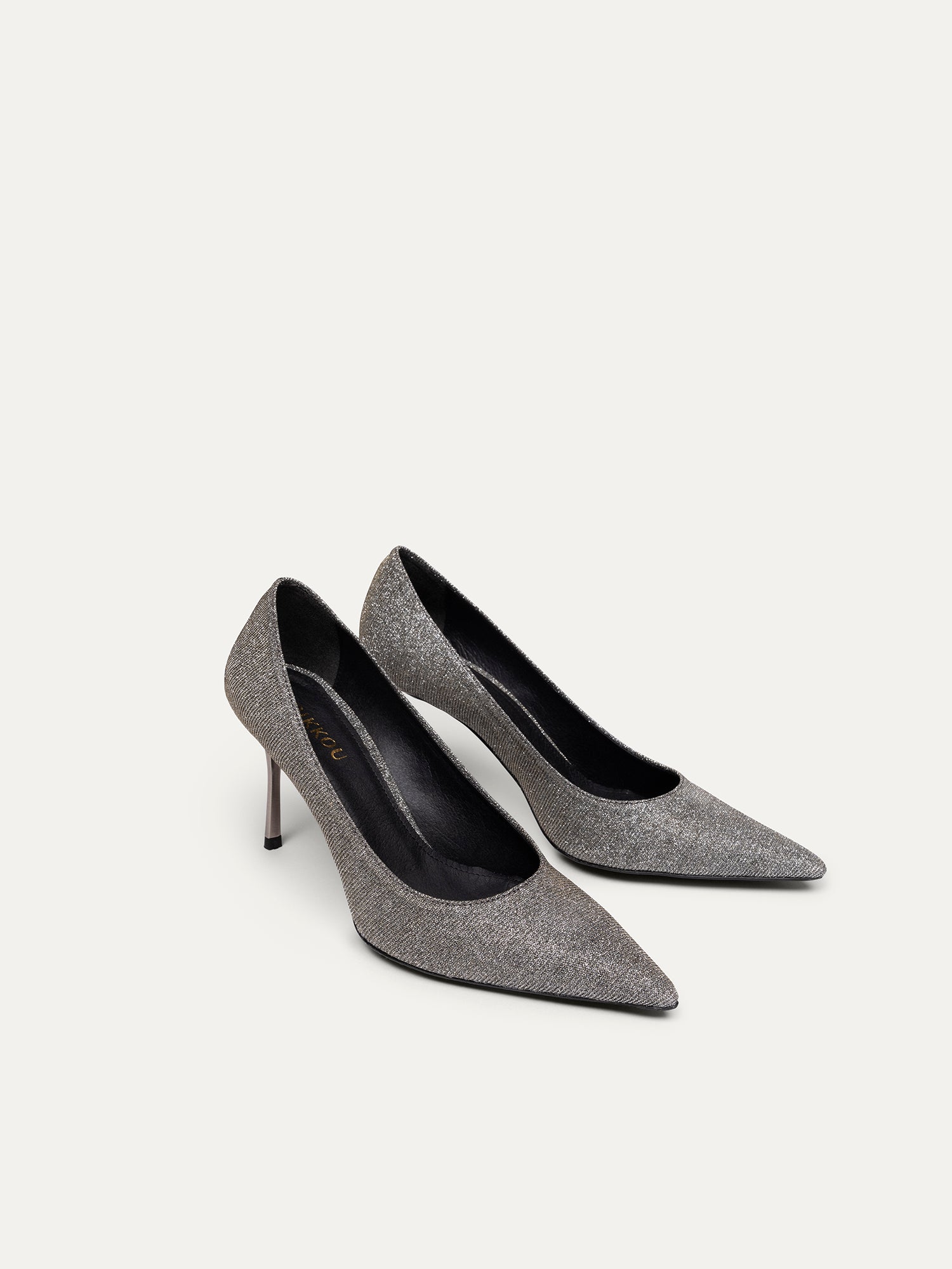 BIKKOU womens vegan Pumps Romantic Dinner Silver Lurex