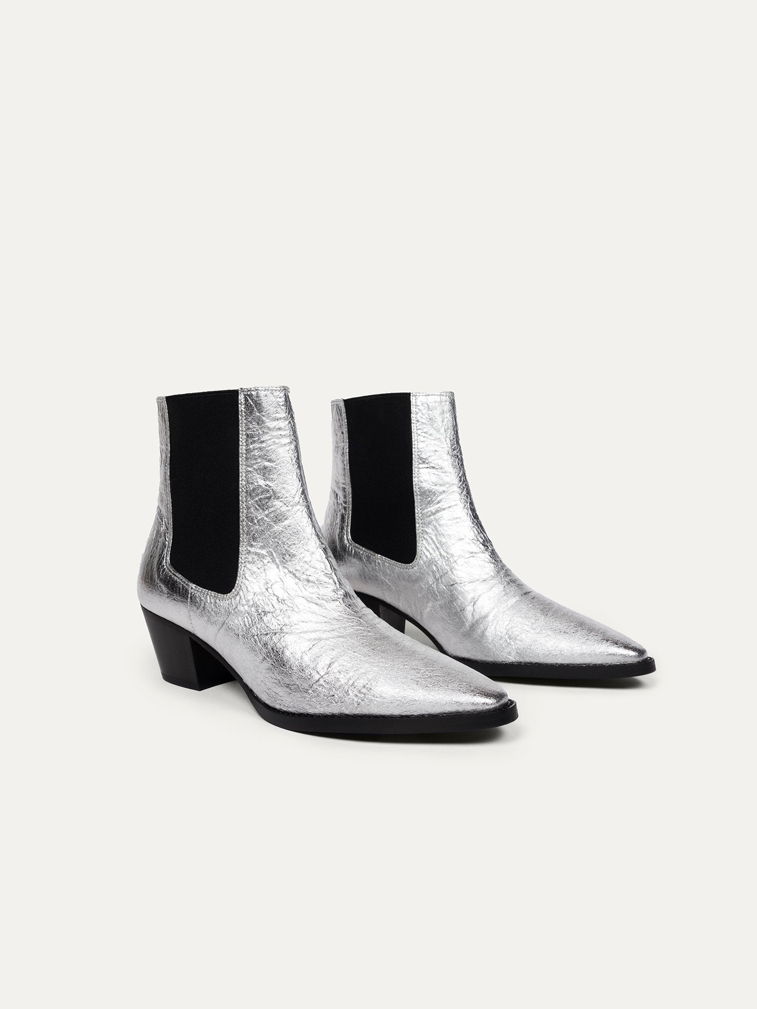 BIKKOU womens vegan Boots 3pm Friday Rocks Metallic Silver