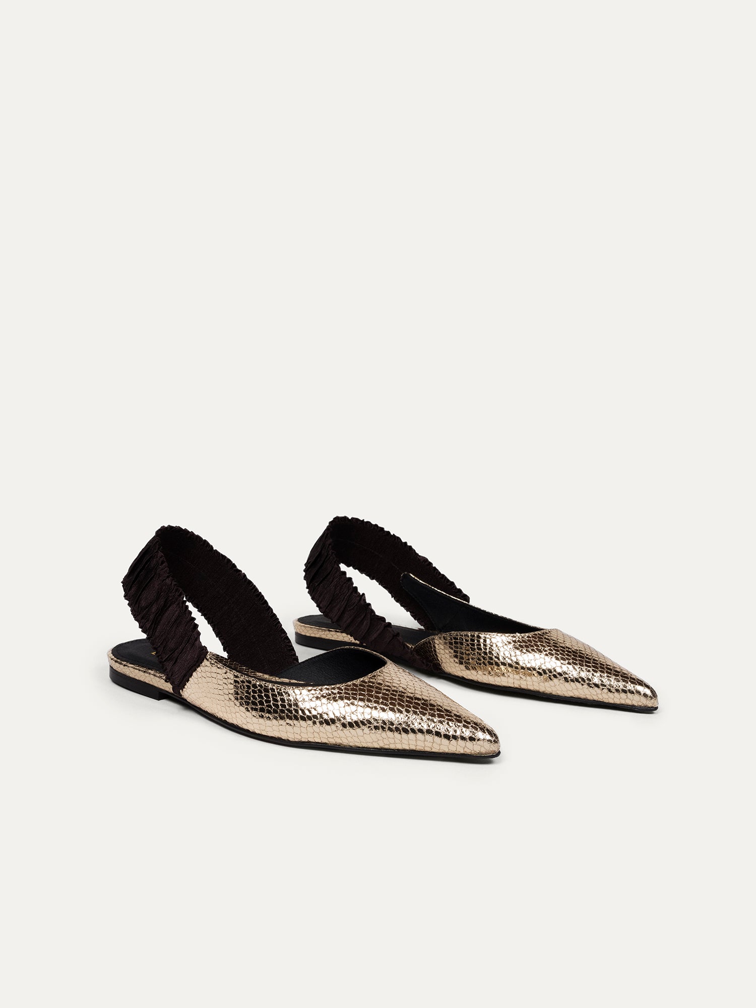 BIKKOU womens vegan Flats Sunday Brunch Gold Python