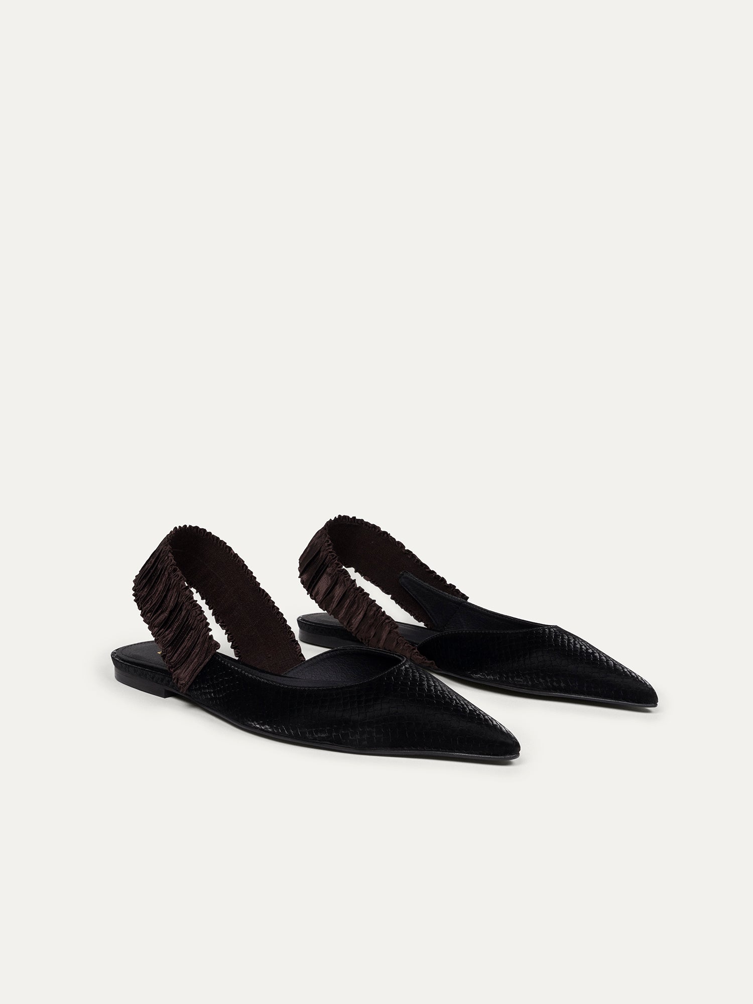BIKKOU womens vegan Flats Sunday Brunch Black Python