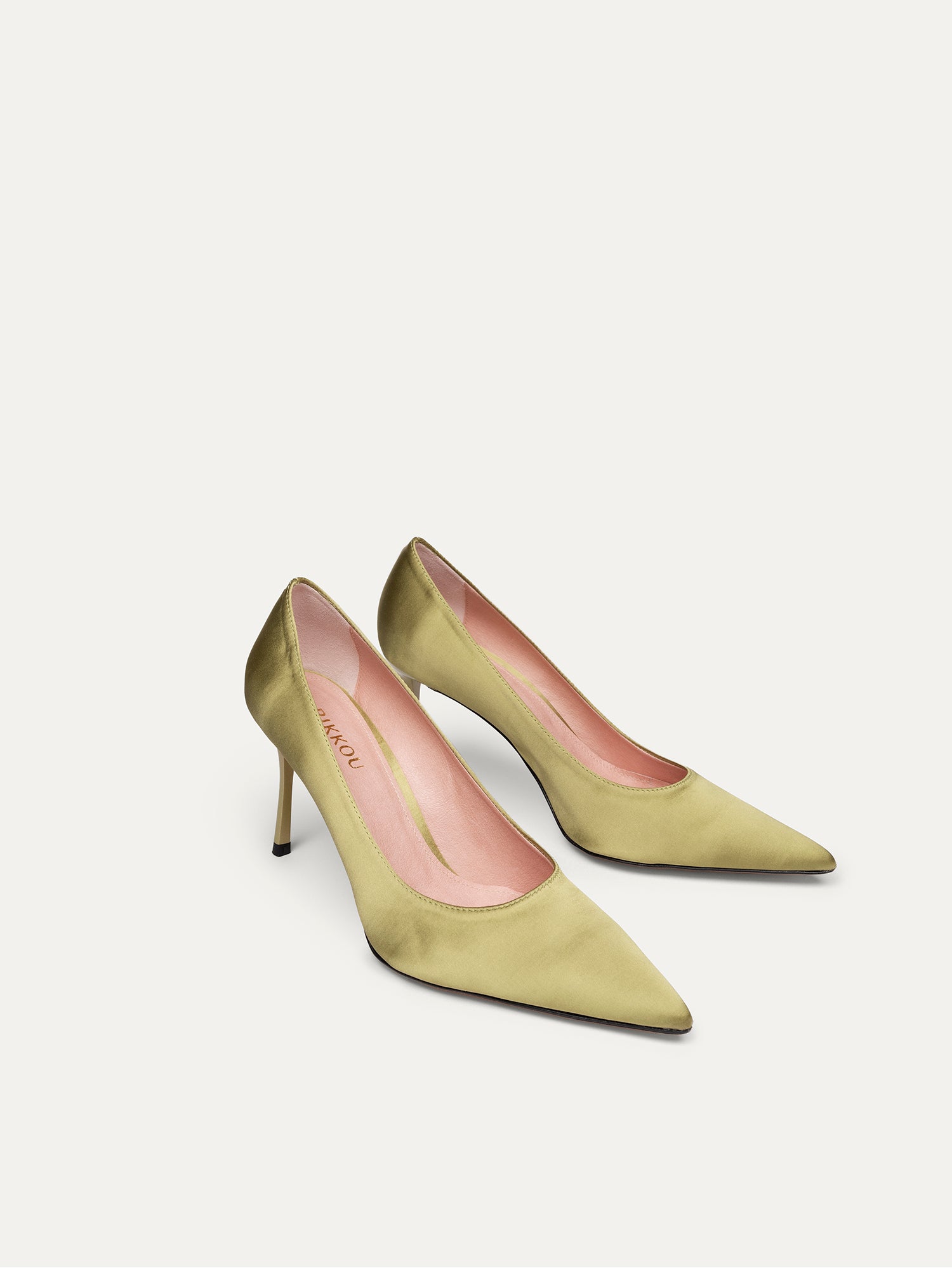 BIKKOU womens vegan Pumps Romantic Dinner Green Satin