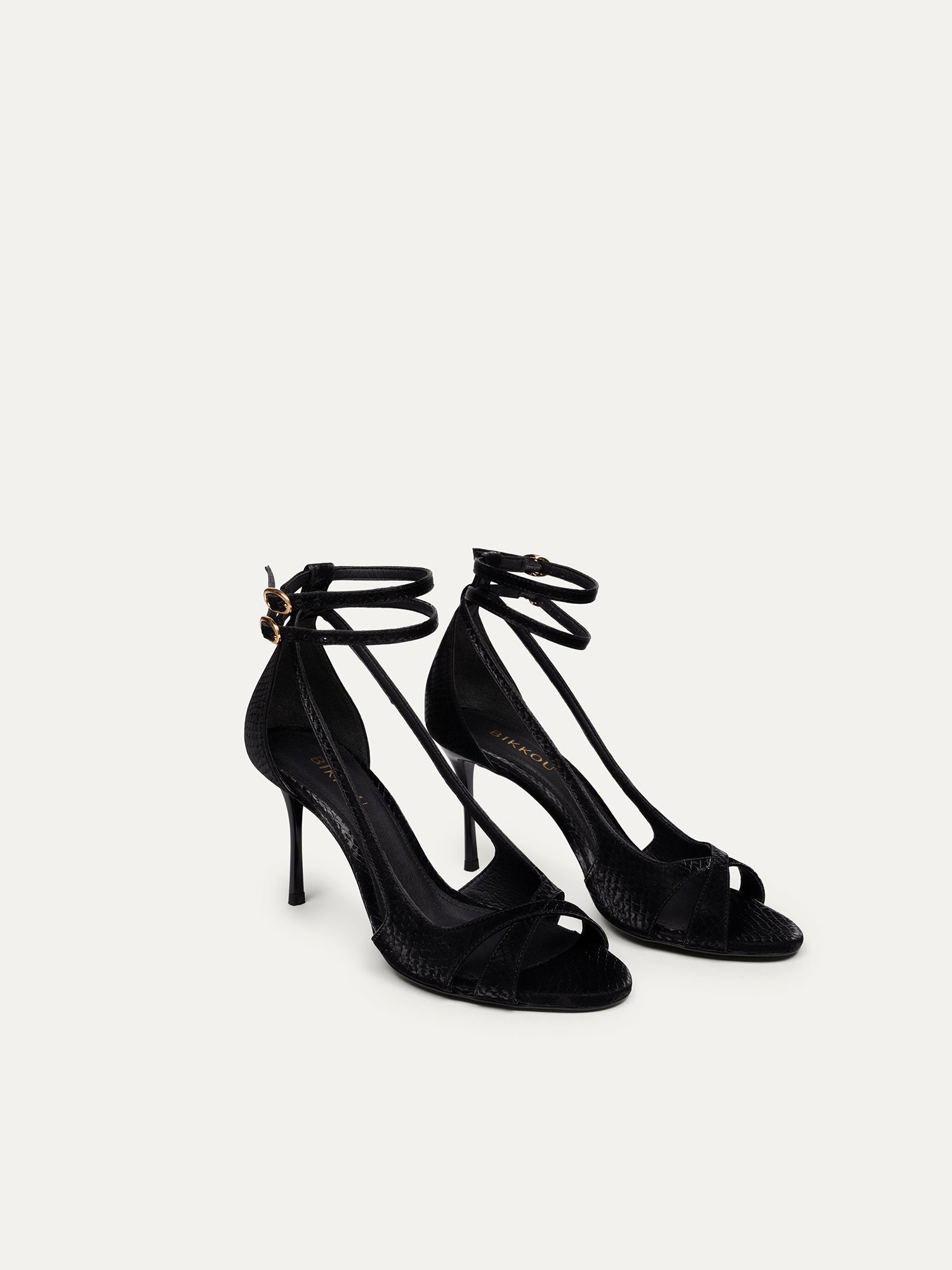 BIKKOU womens vegan Sandals Drinks With Friends Black Python