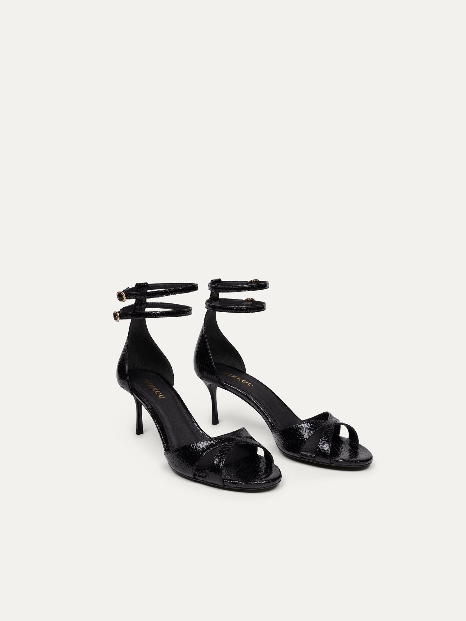 BIKKOU womens vegan Sandals Summer Lunch Black Python