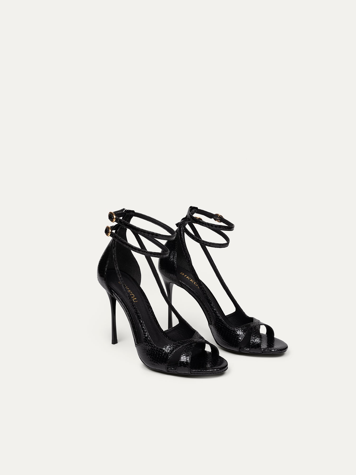 BIKKOU womens vegan Sandals Dancing In The Club Black Python