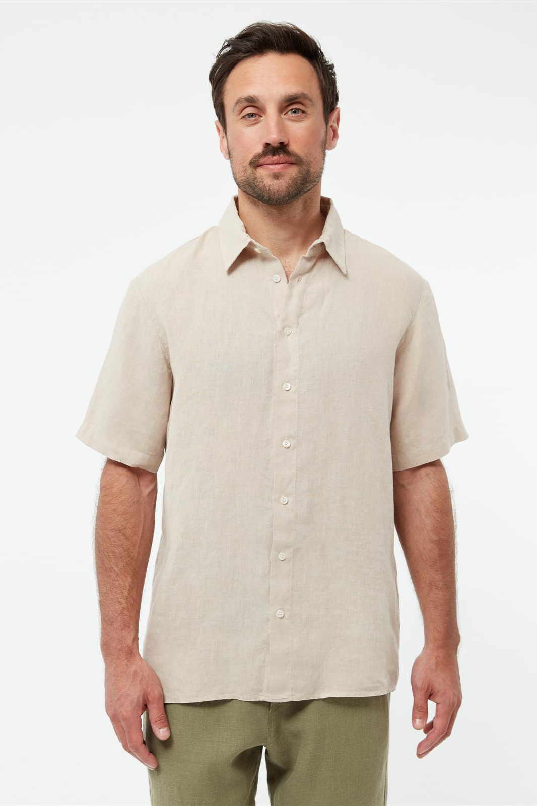 Givn Herren vegan Hemd Kurzarm Koda Oat Beige
