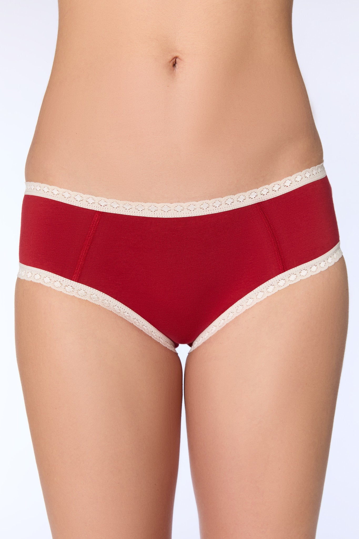 Albero Natur womens vegan Multipack 2x Hipsters With Lace Red