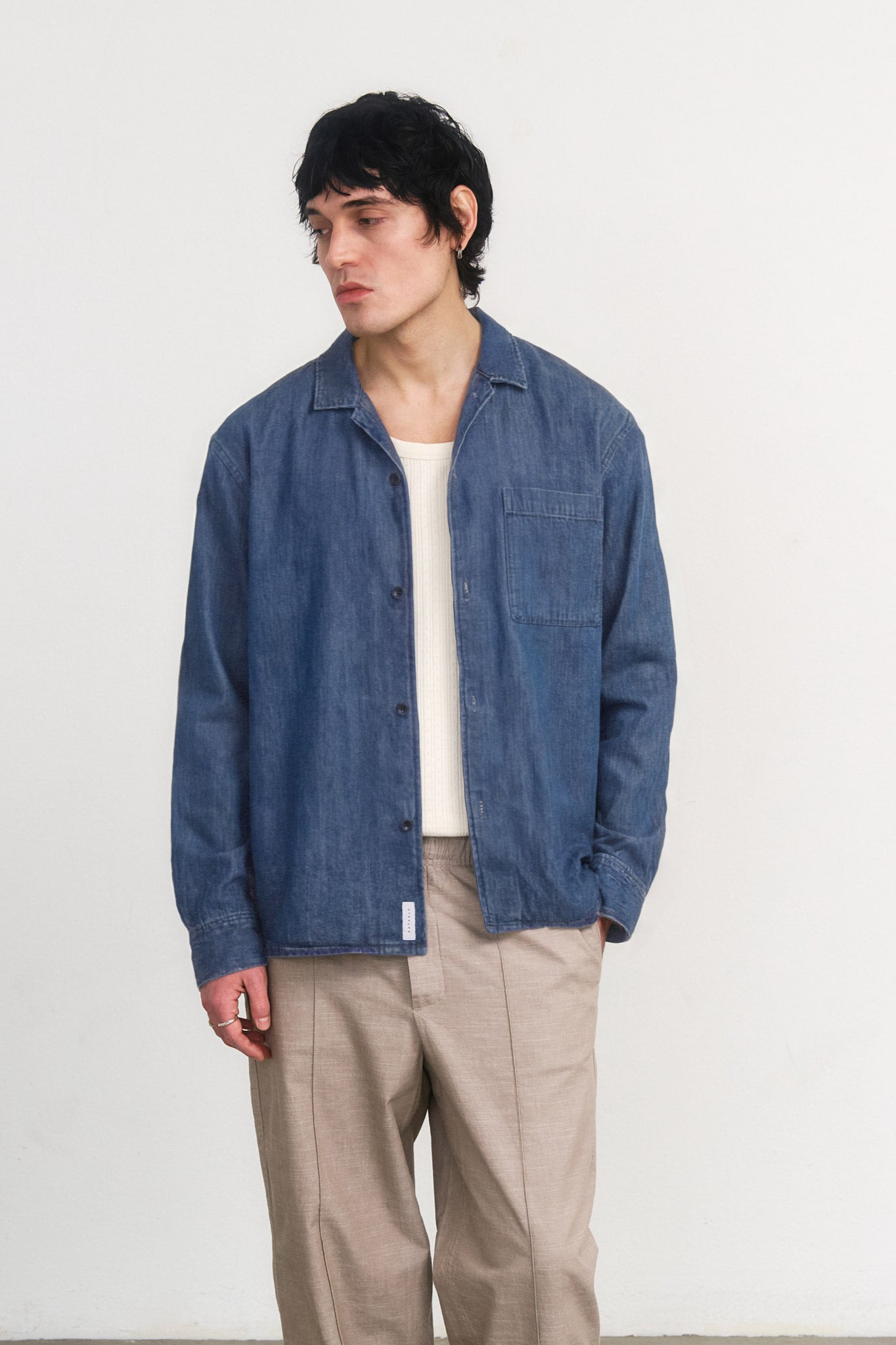 Rotholz Herren vegan Hemd Freizeit Washed Denim