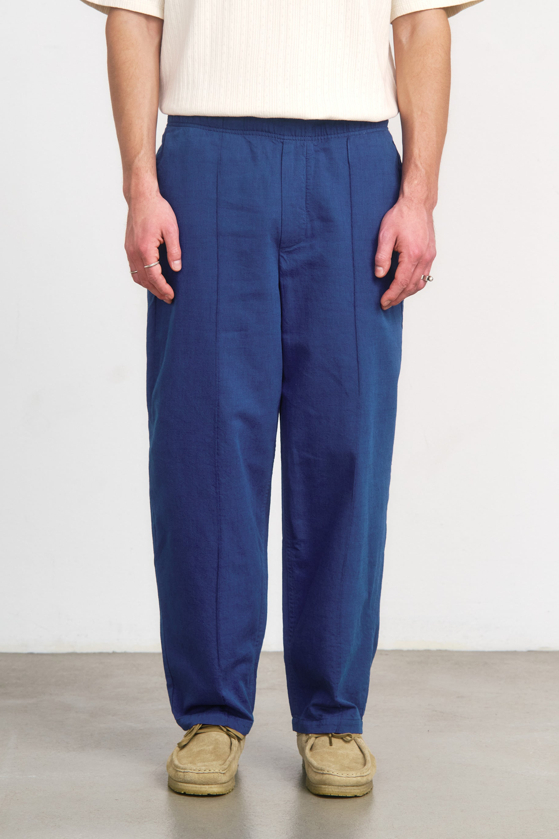 Rotholz men vegan Pants Wide Pleated Blue