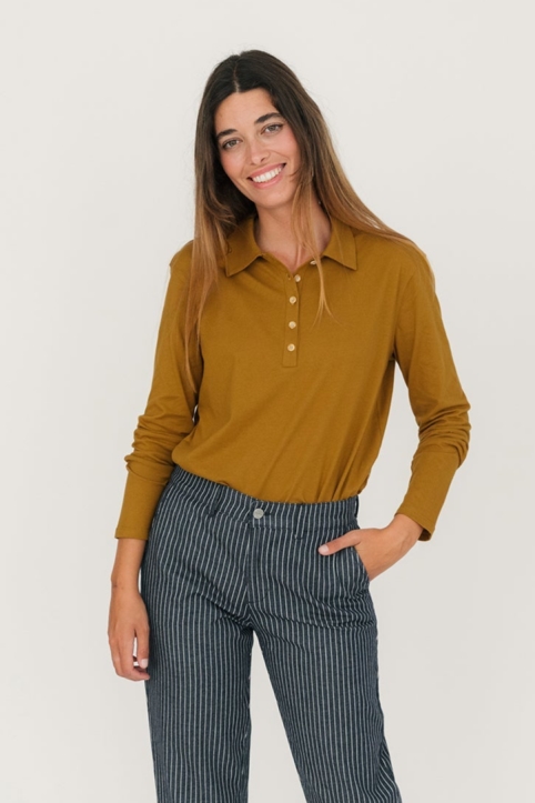 TWOTHIRDS Damen vegan Polo Keller Bronzebraun