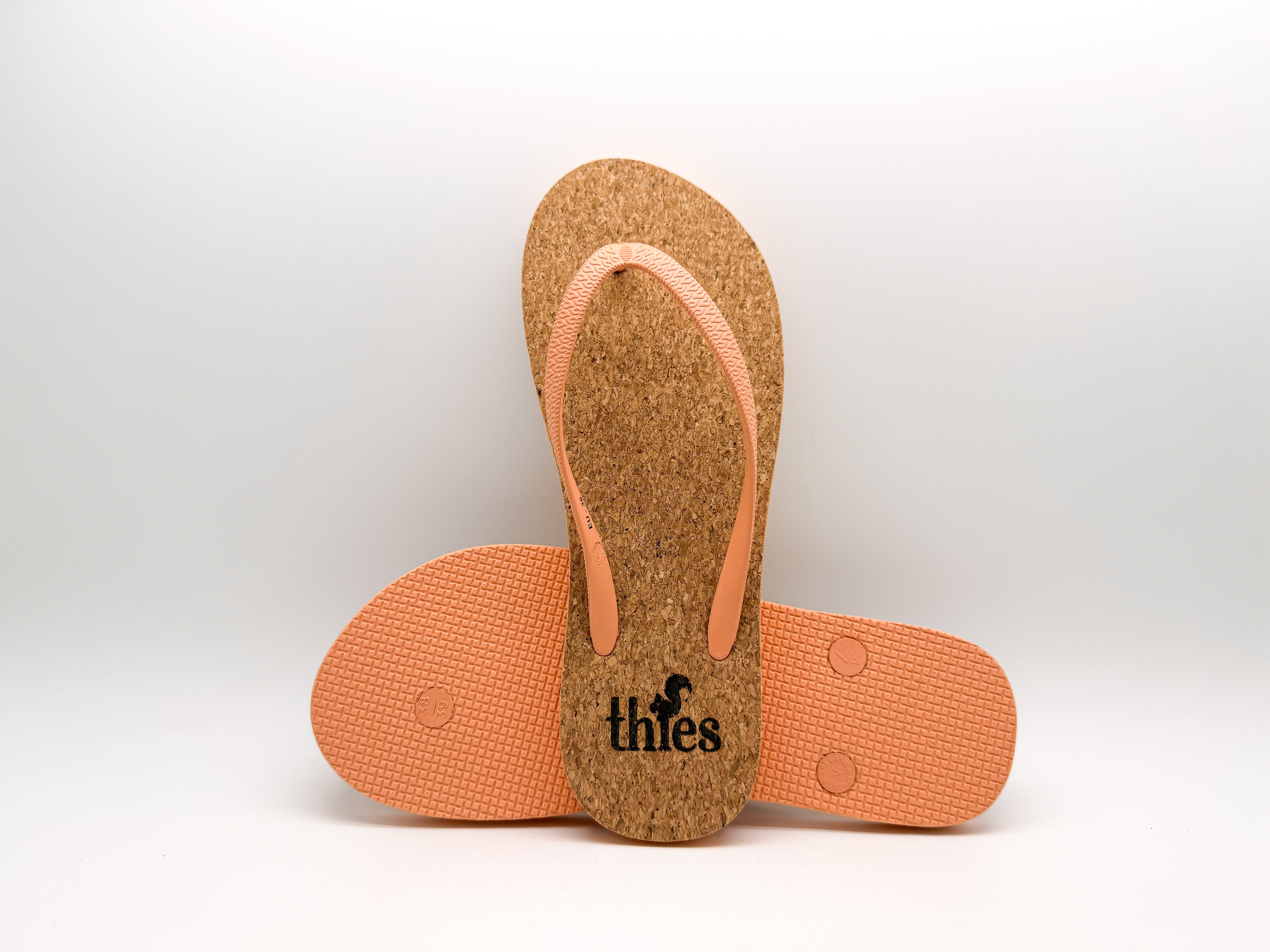 thies womens vegan Flip Flops Peach Orange