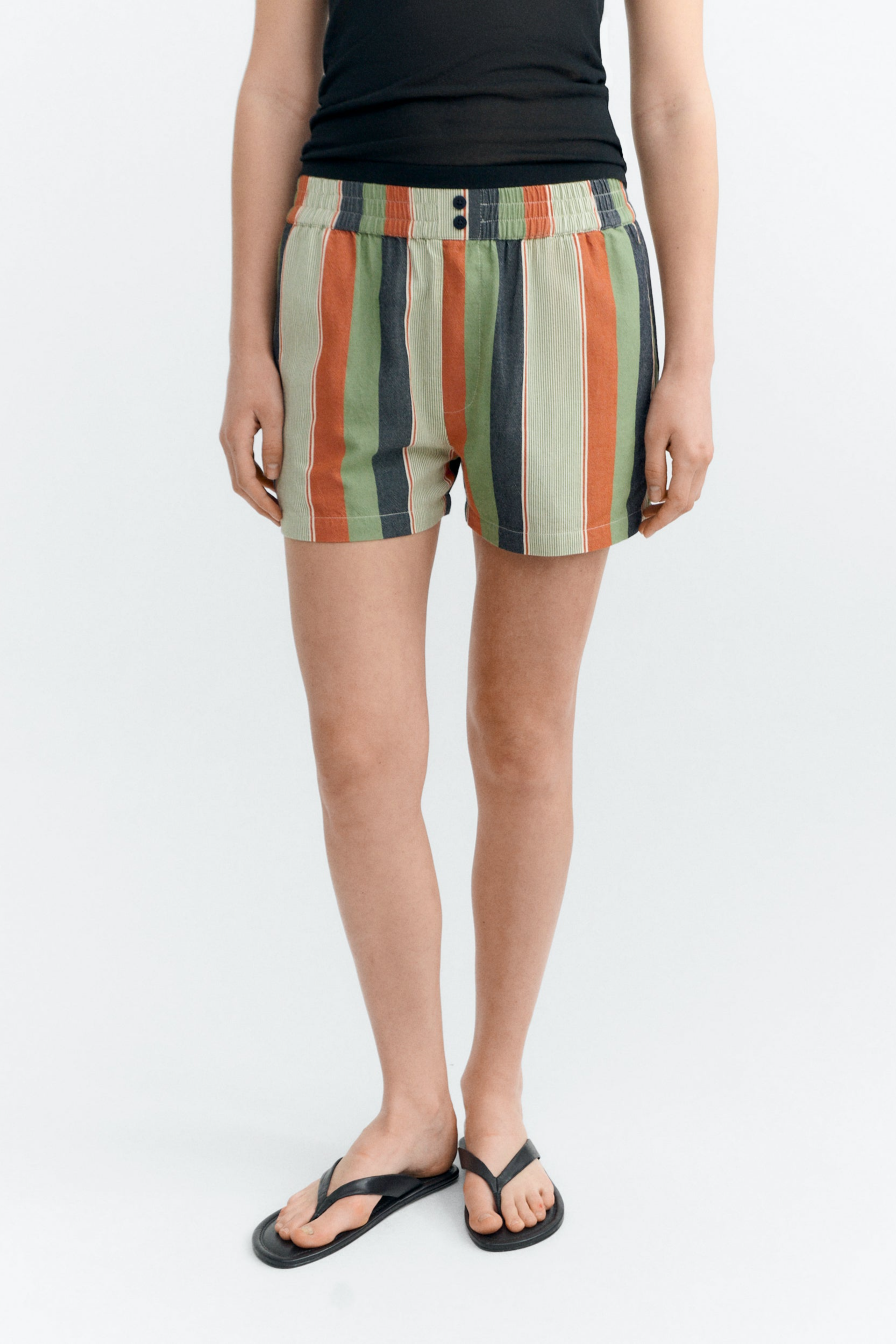Thinking mu Damen vegan Shorts Narciso Mehrfarbig Gestreift