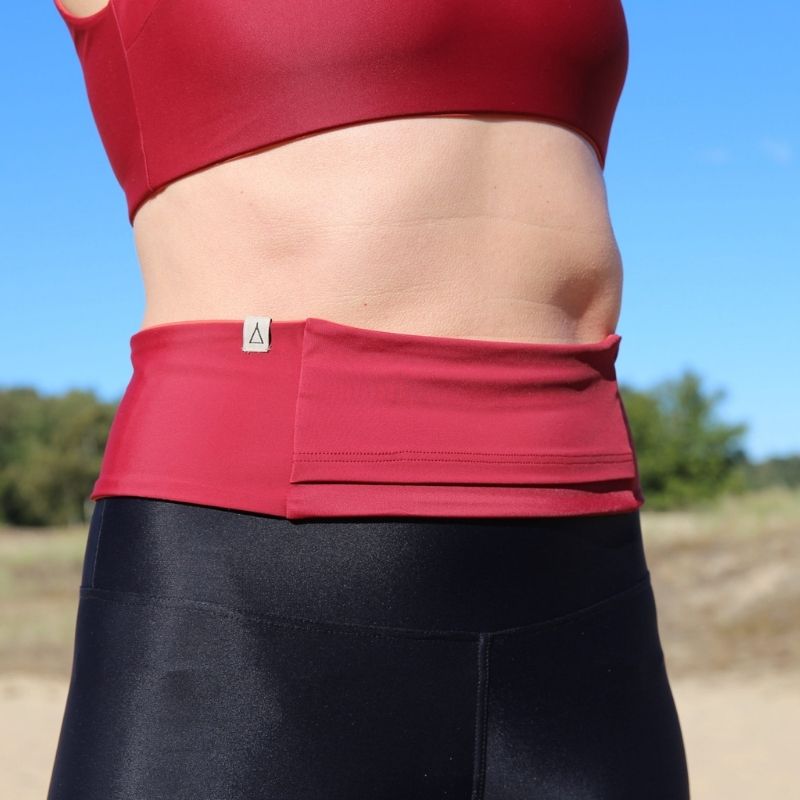 Inaska womens vegan Running Belt Dark Red