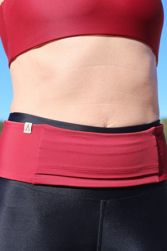 Inaska womens vegan Running Belt Dark Red