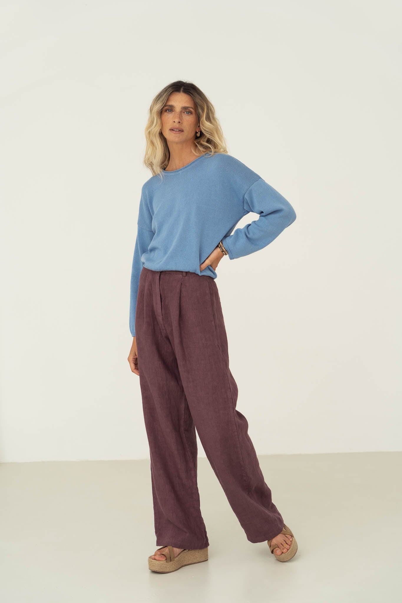 Näz womens vegan Pants Mara Eggplant Purple