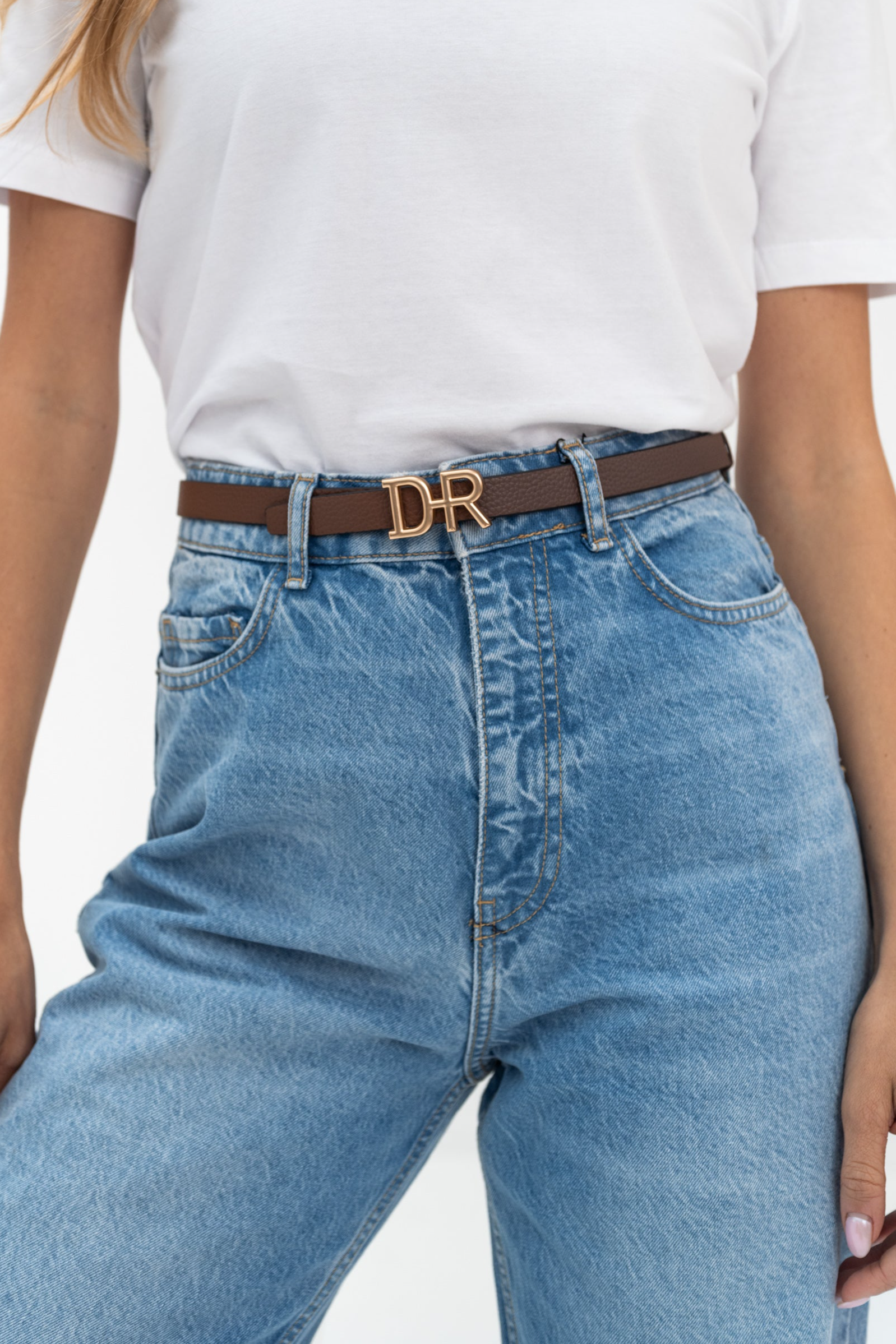 DENISE ROOBOL womens vegan Belt Dr Black/Camel