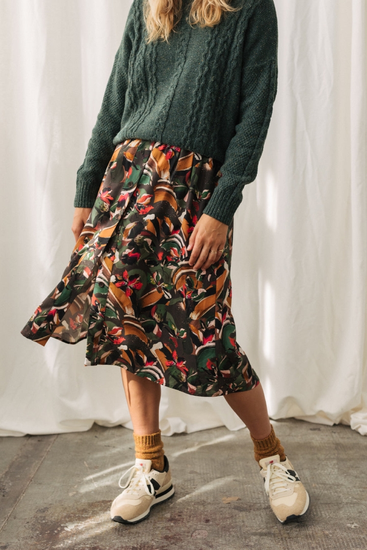 TWOTHIRDS womens vegan Skirt Yoronjima Abstract Flowers