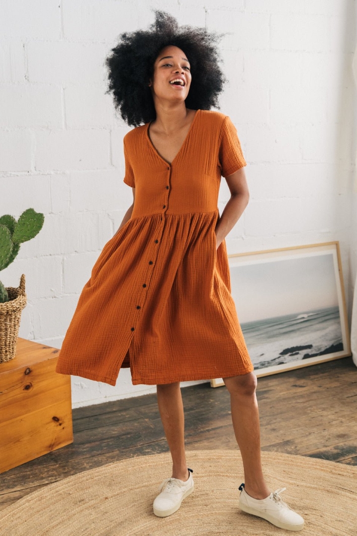 TWOTHIRDS Damen vegan Kleid Anegada Karotten Orange