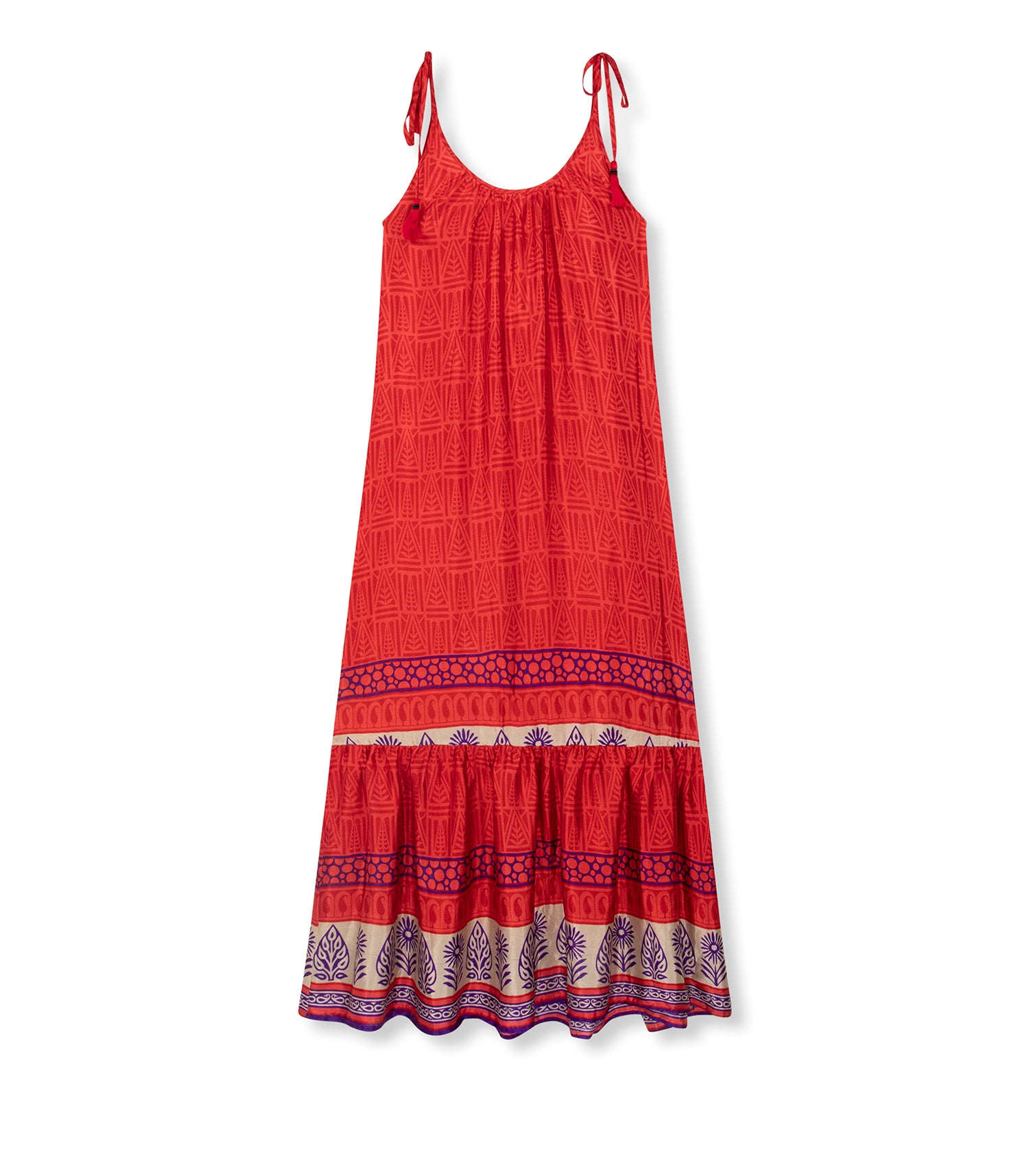 el.résidu womens vegan Dress Myra Red/ Dark Blue