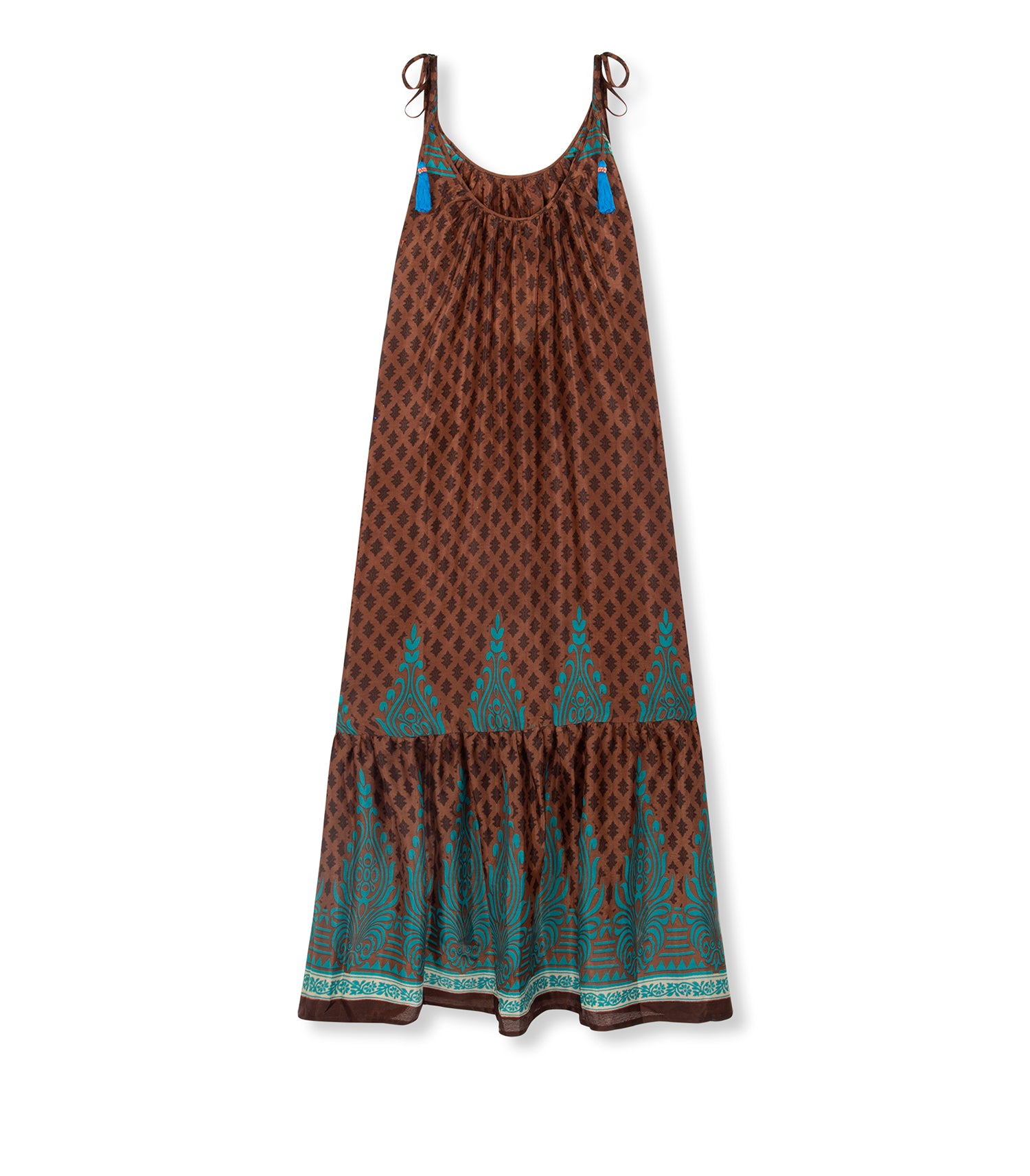 el.résidu womens vegan Dress Myra Dark Brown/ Teal Blue