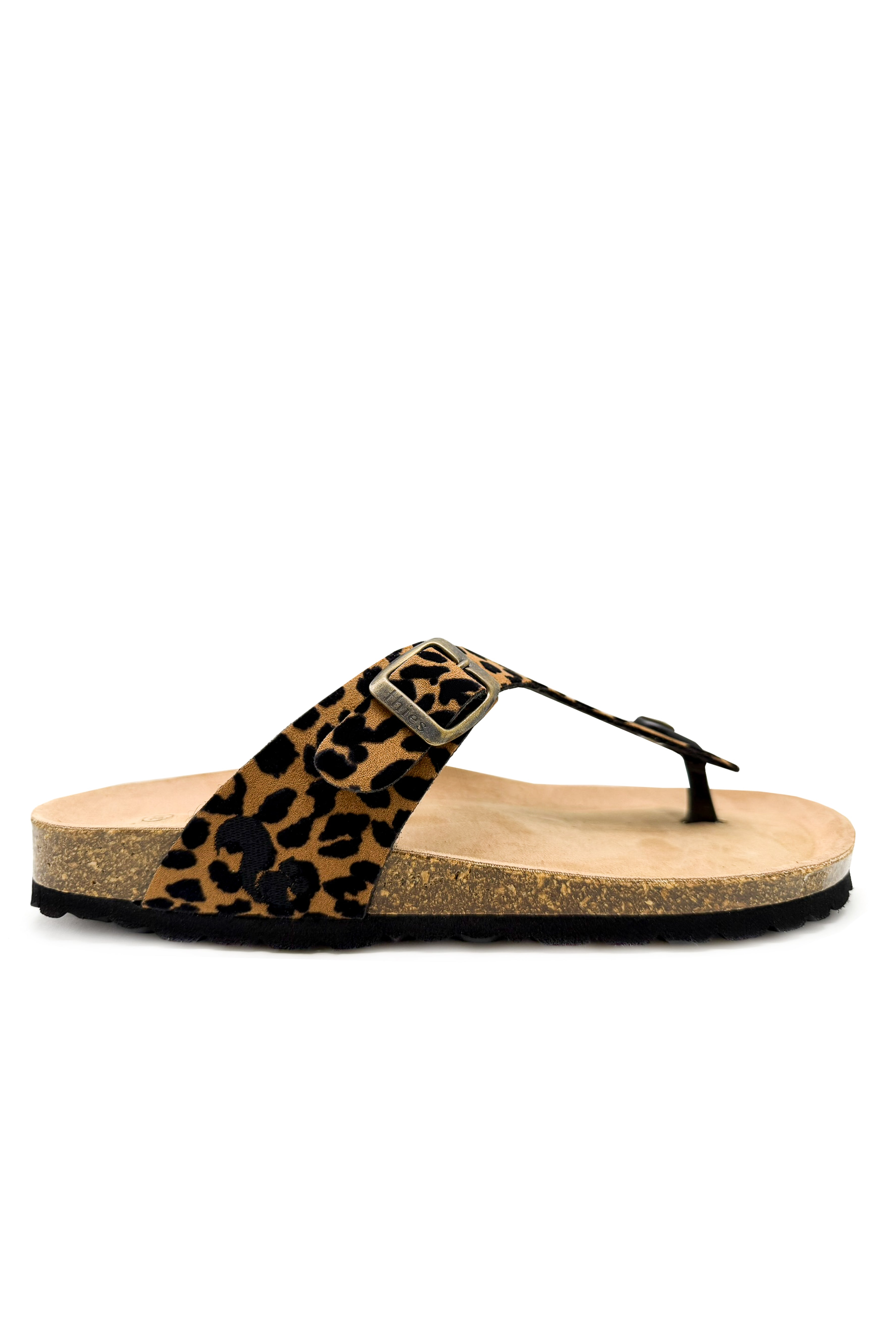 Thies Damen vegan Sandalen Rec Leo Thong Dunkelbraun/Schwarz