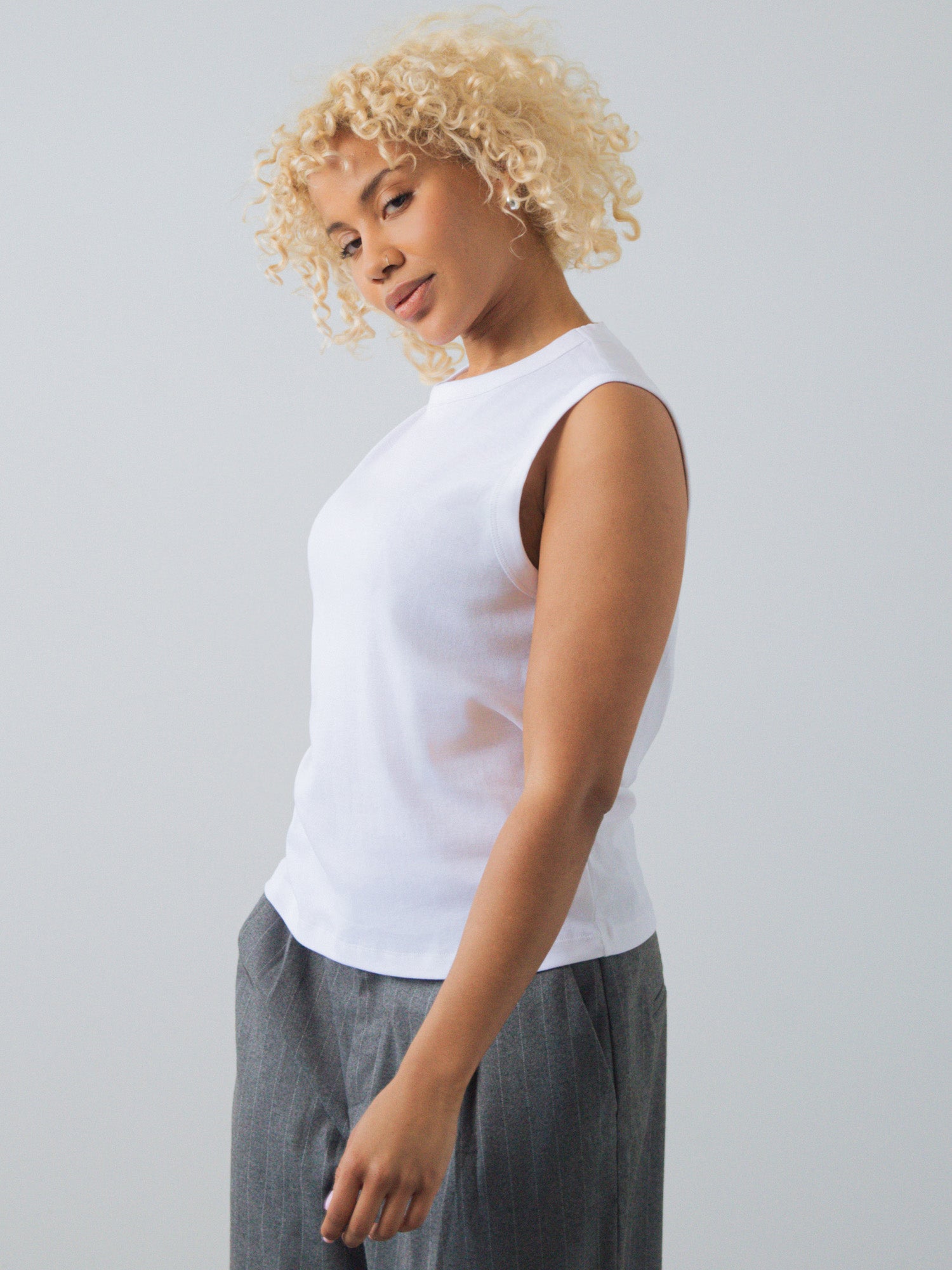 Honest Basics womens vegan Tank Top Straight White