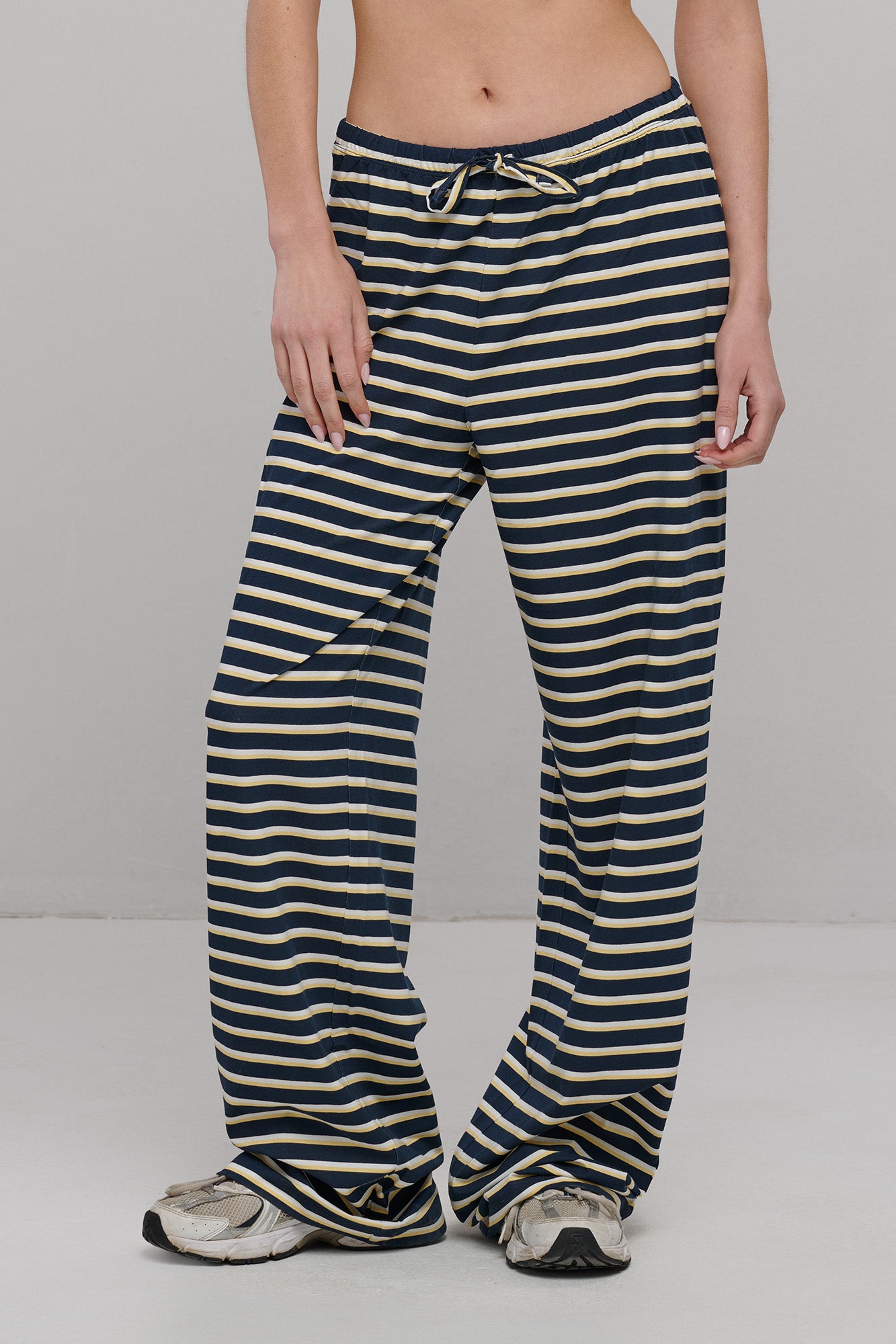 SEAAV womens vegan Pants Sailor Stripe Navy Blue/White