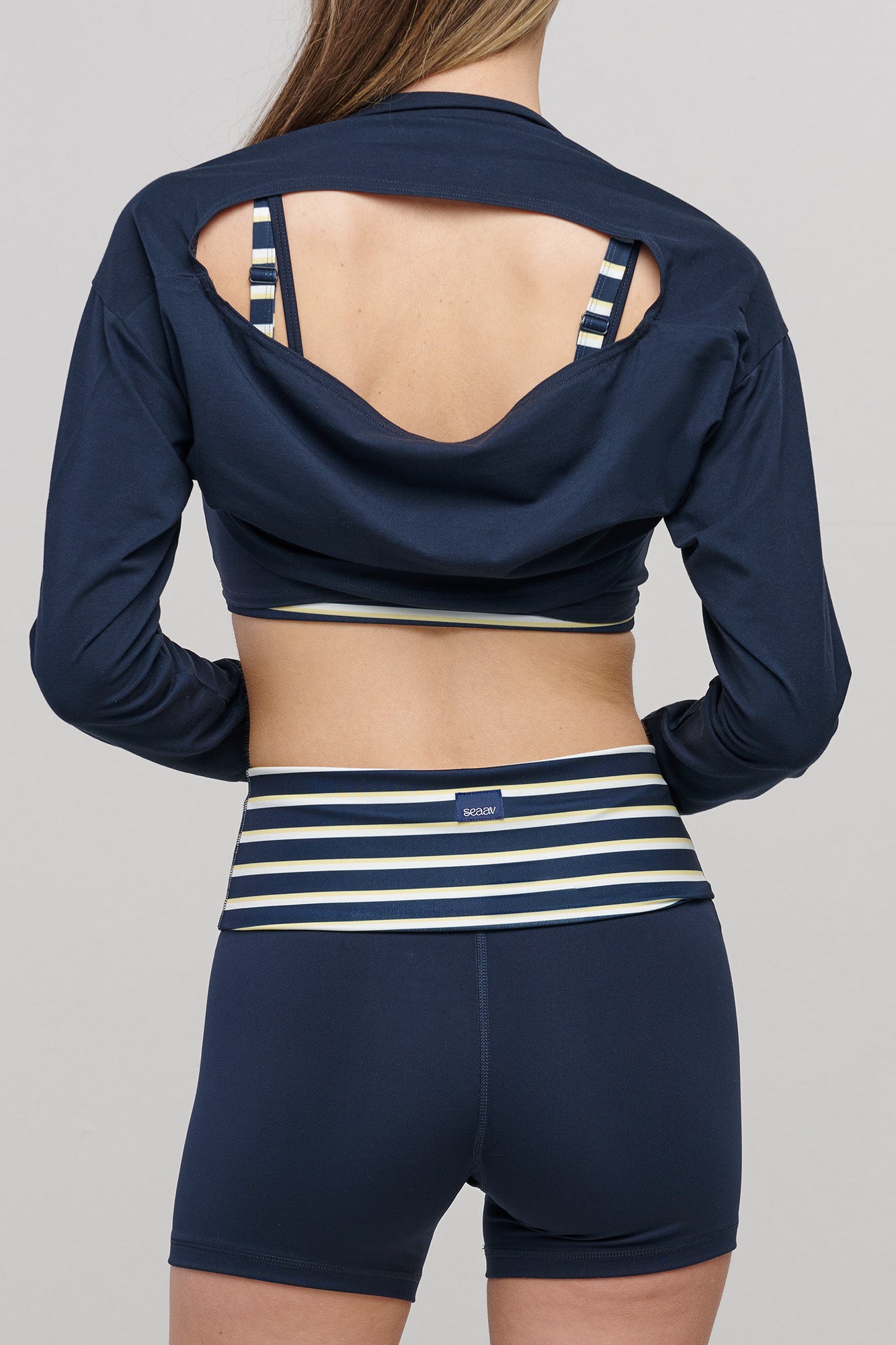 SEAAV womens vegan Shrug Two-Way Midnight Blue