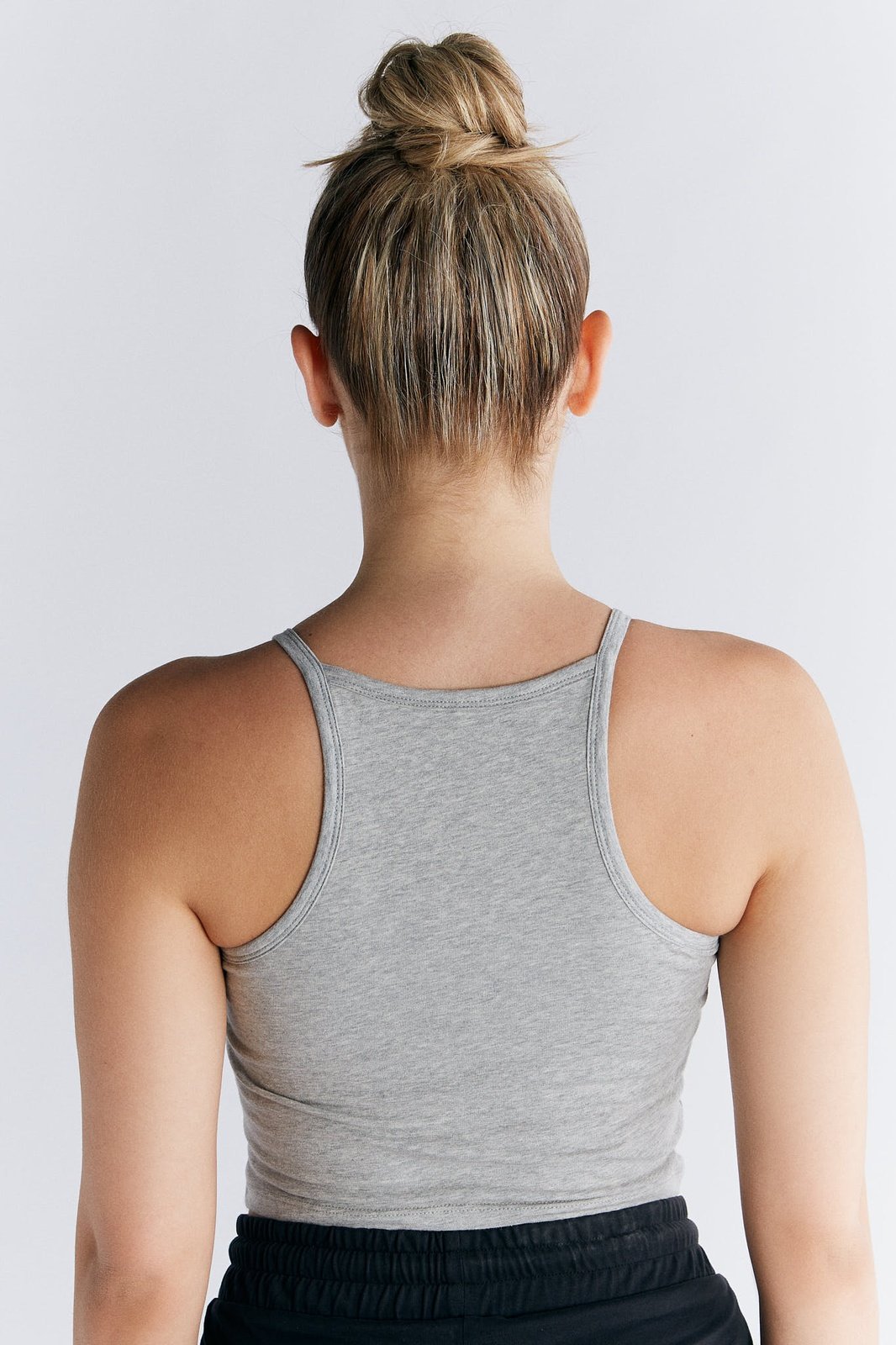 Leela Cotton womens vegan Sports Top Grey Melange