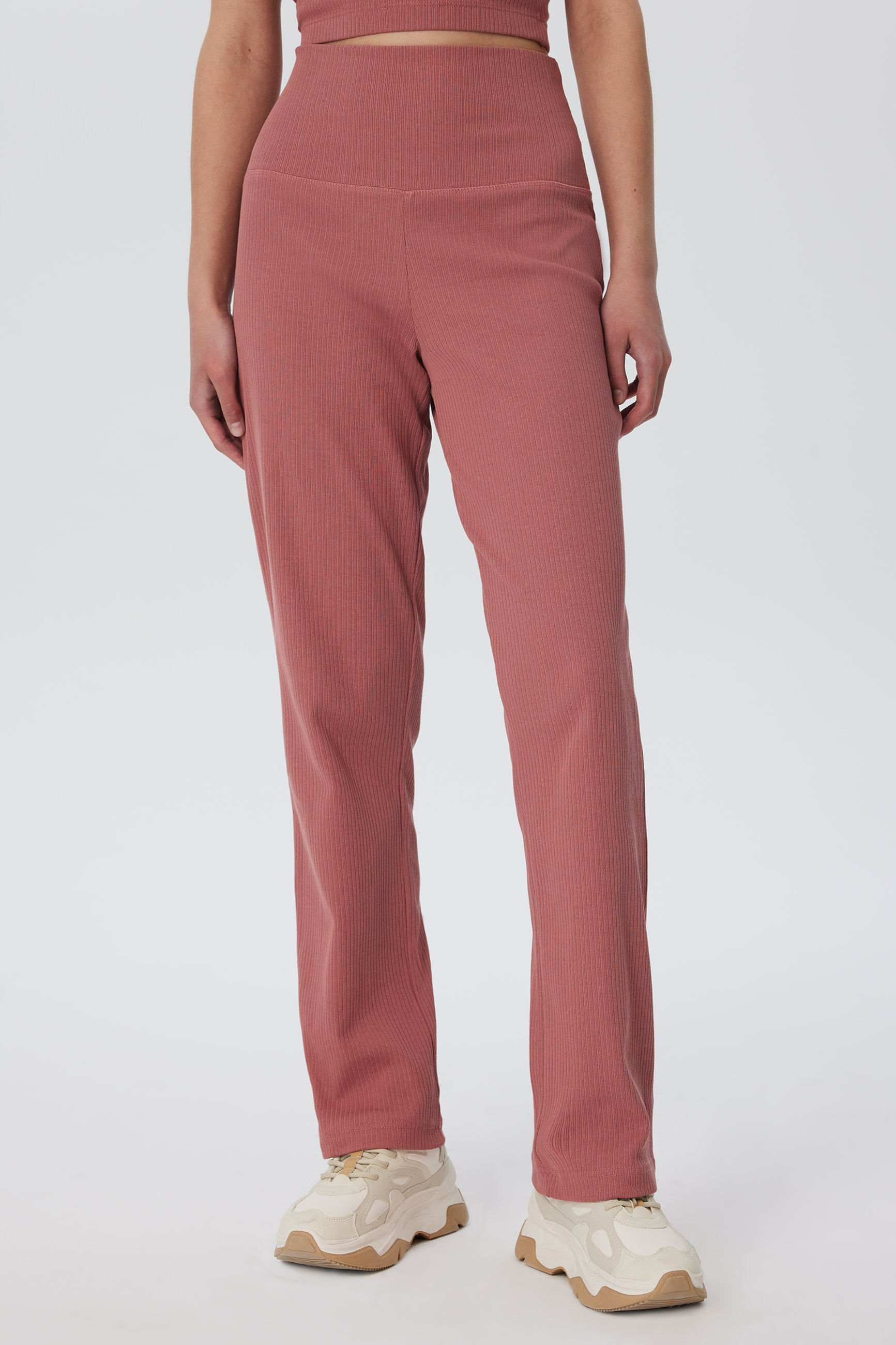 Leela Cotton womens vegan Pants Rib Dark Mauve